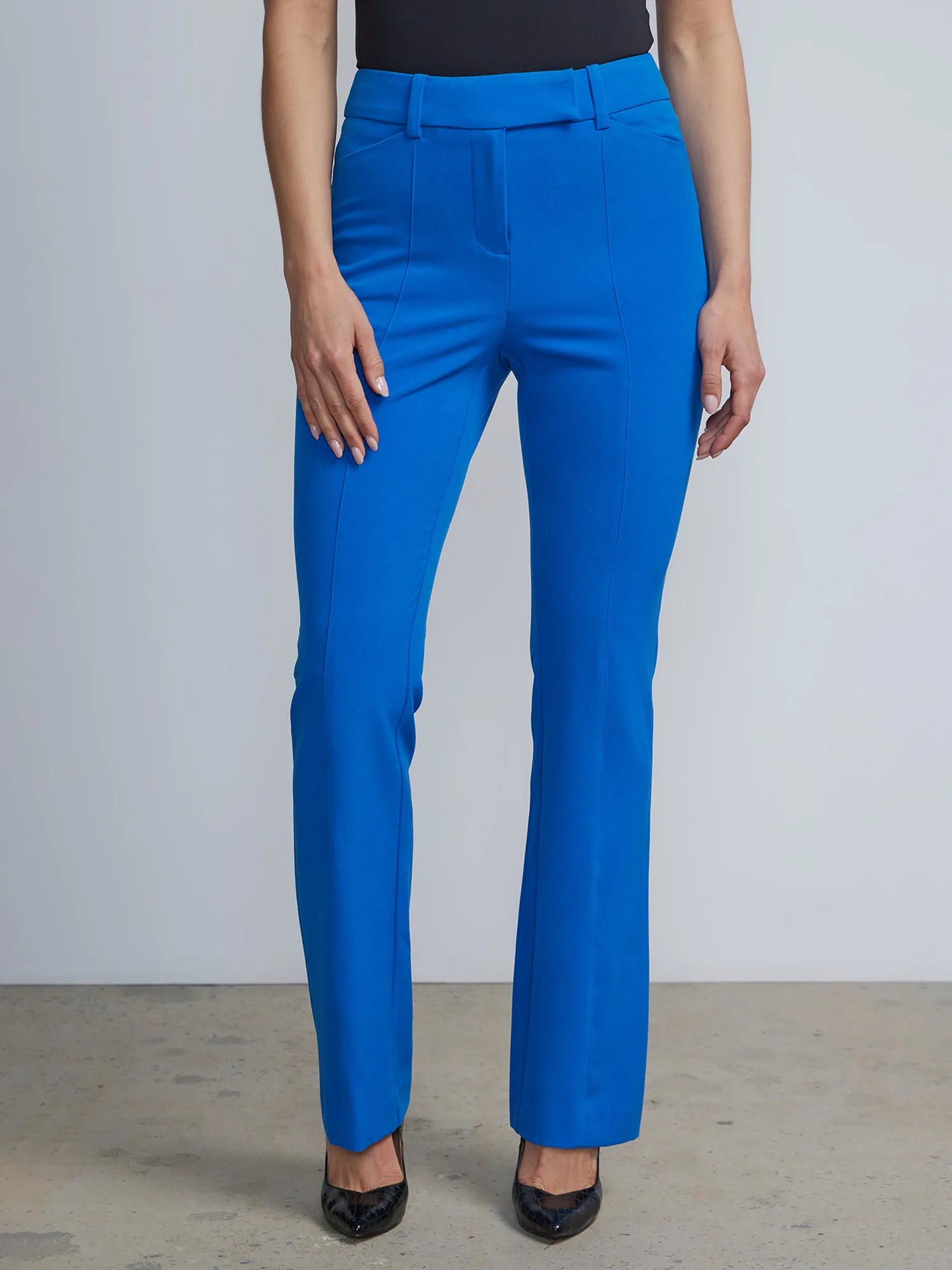 Petite High-Waisted Pintuck Bootcut Pant - Essential Stretch