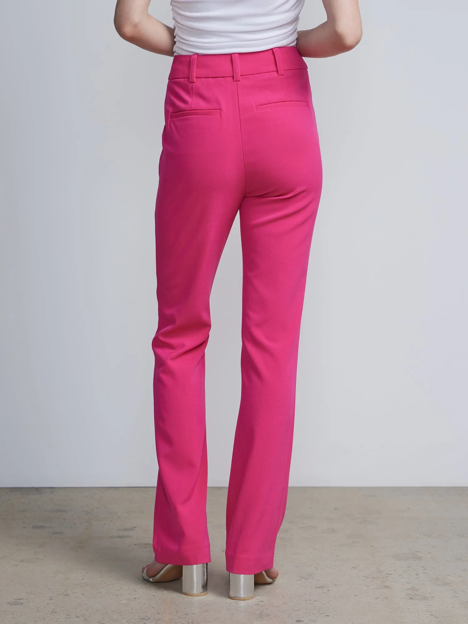 Petite High-Waisted Pintuck Bootcut Pant - Essential Stretch