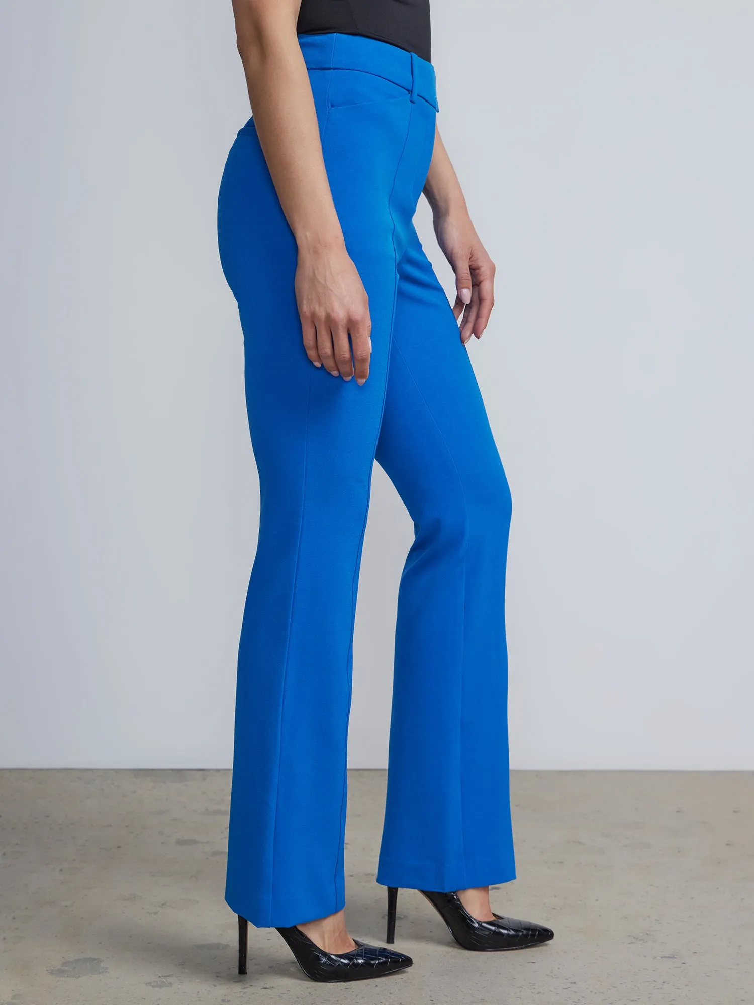 Petite High-Waisted Pintuck Bootcut Pant - Essential Stretch