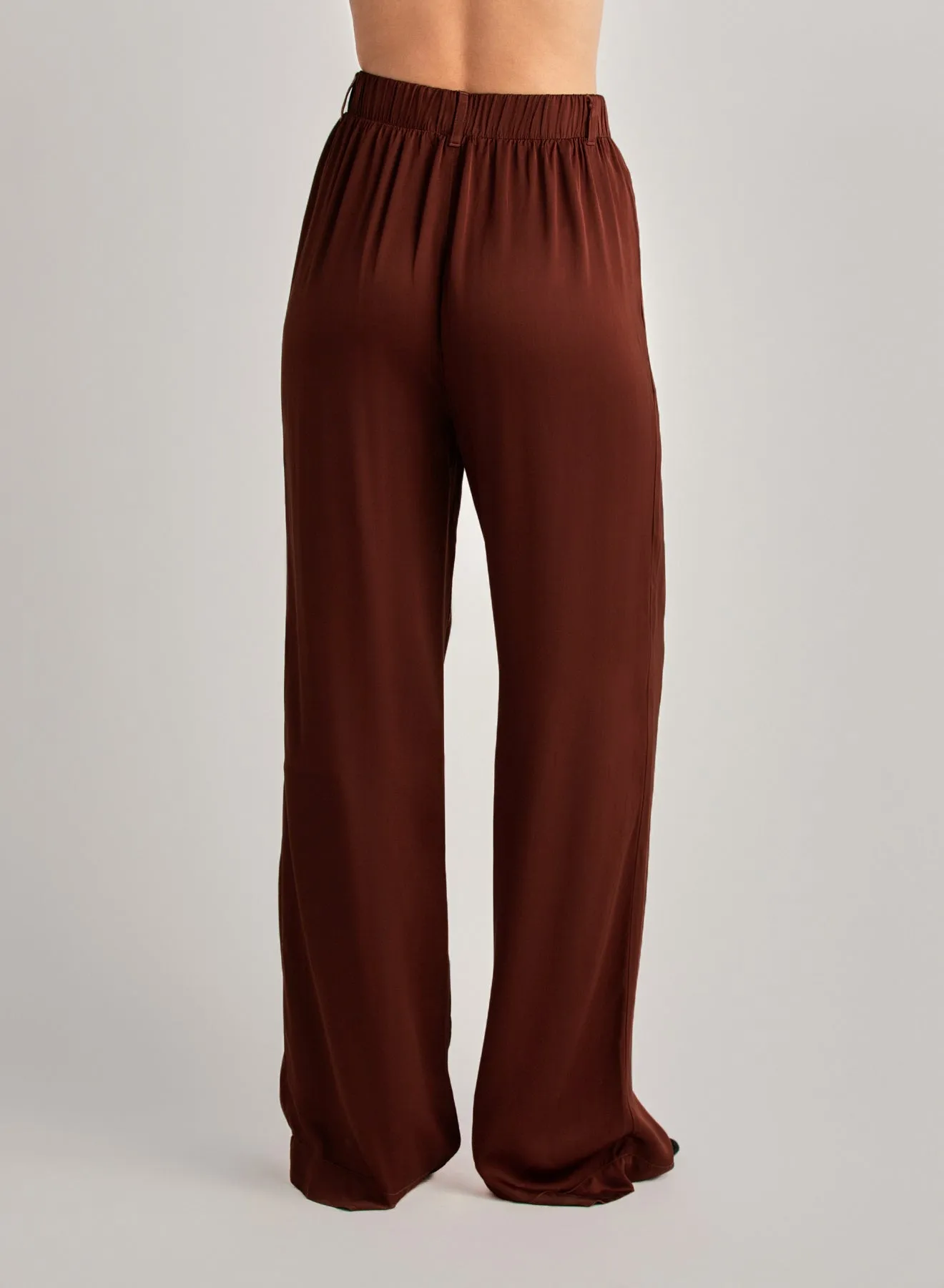 Pleated Wide Leg Trouser - Brandy Wine