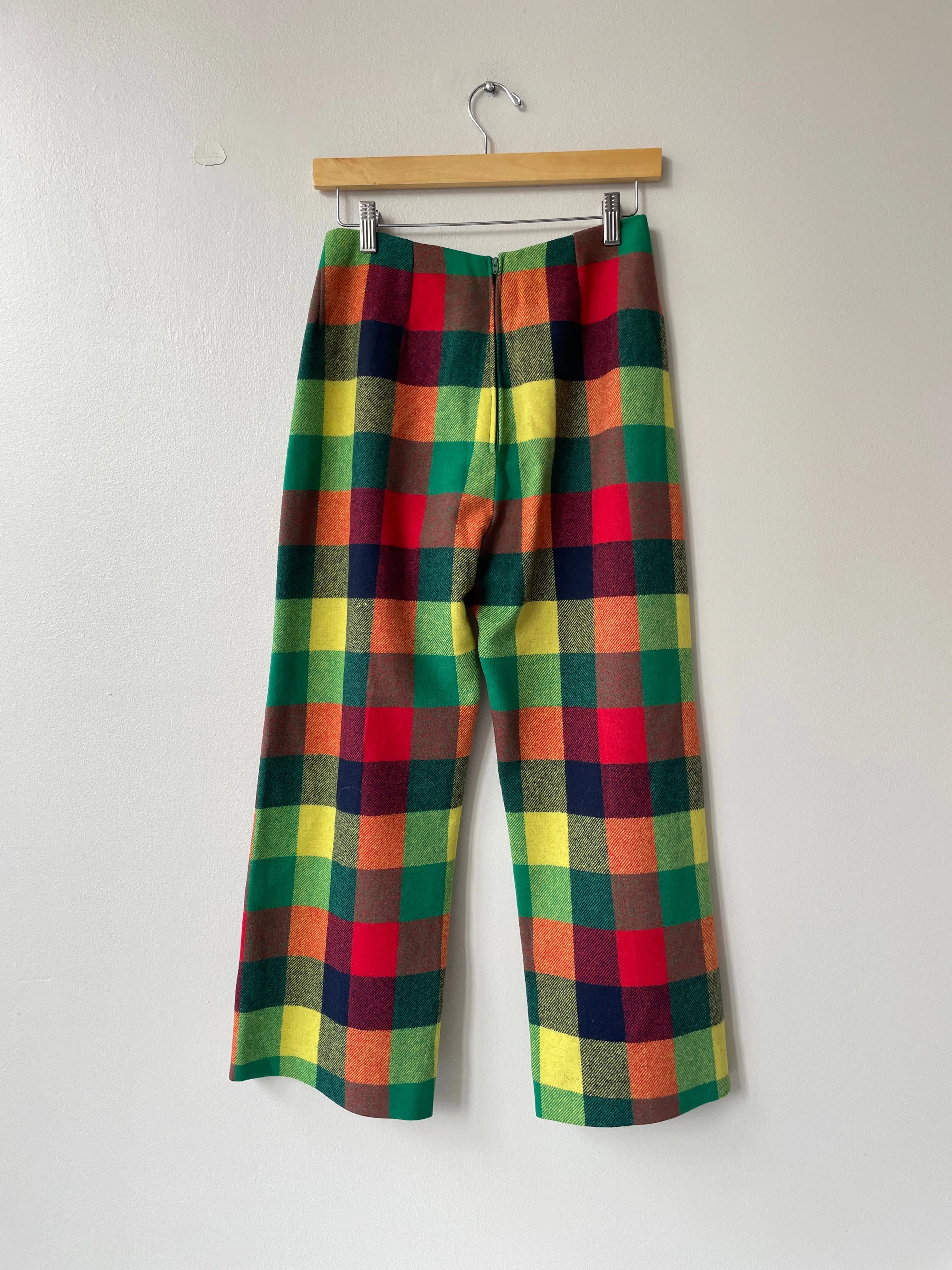 Primary Tartan Wool Trousers | 1970s