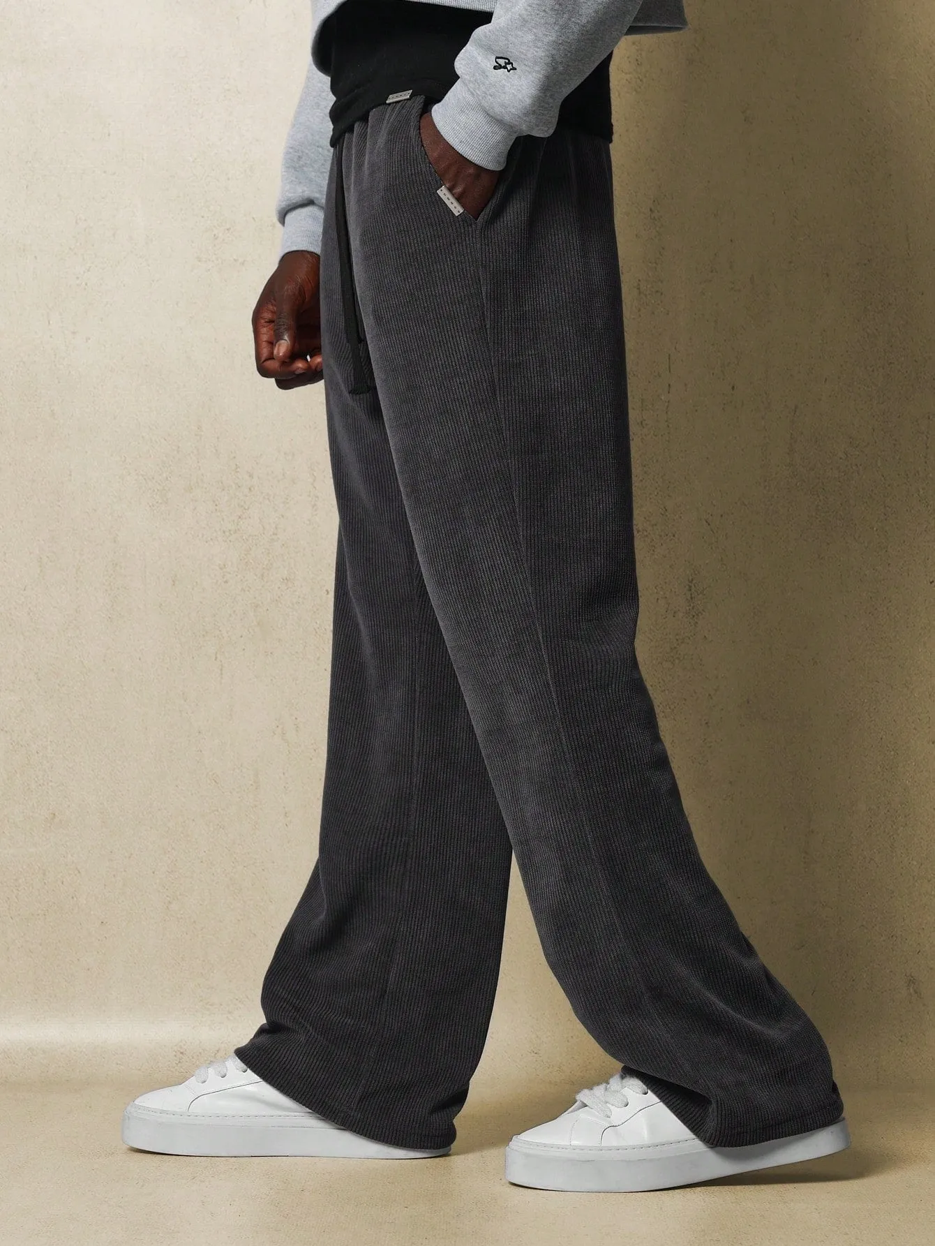 Pull On Flare Fit Cord Texture Essential Sweatpants