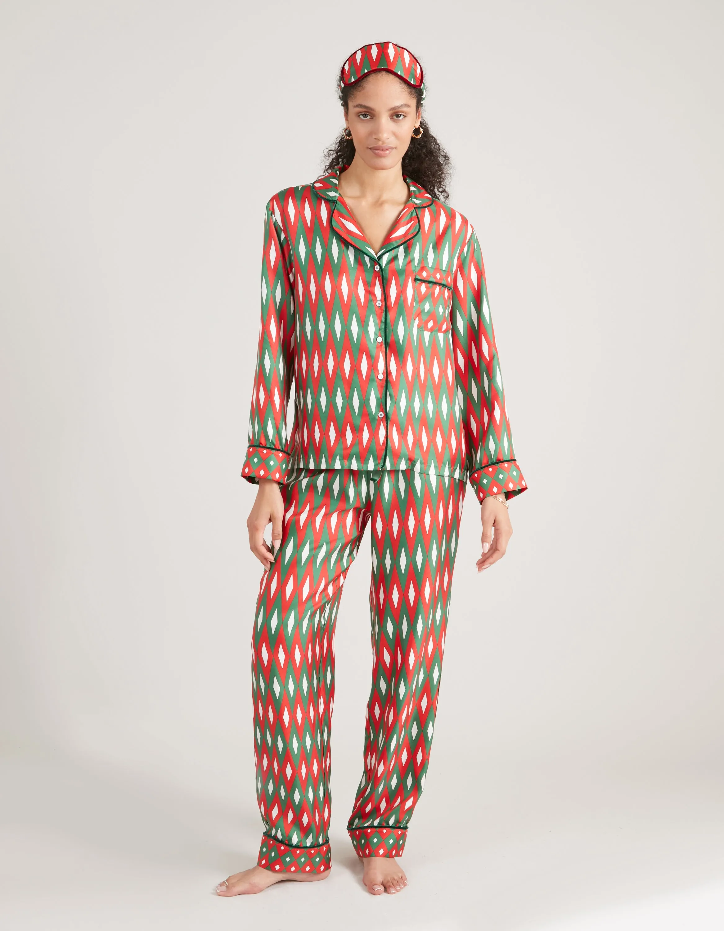 Red Green Mirror Print Long Pyjama Set