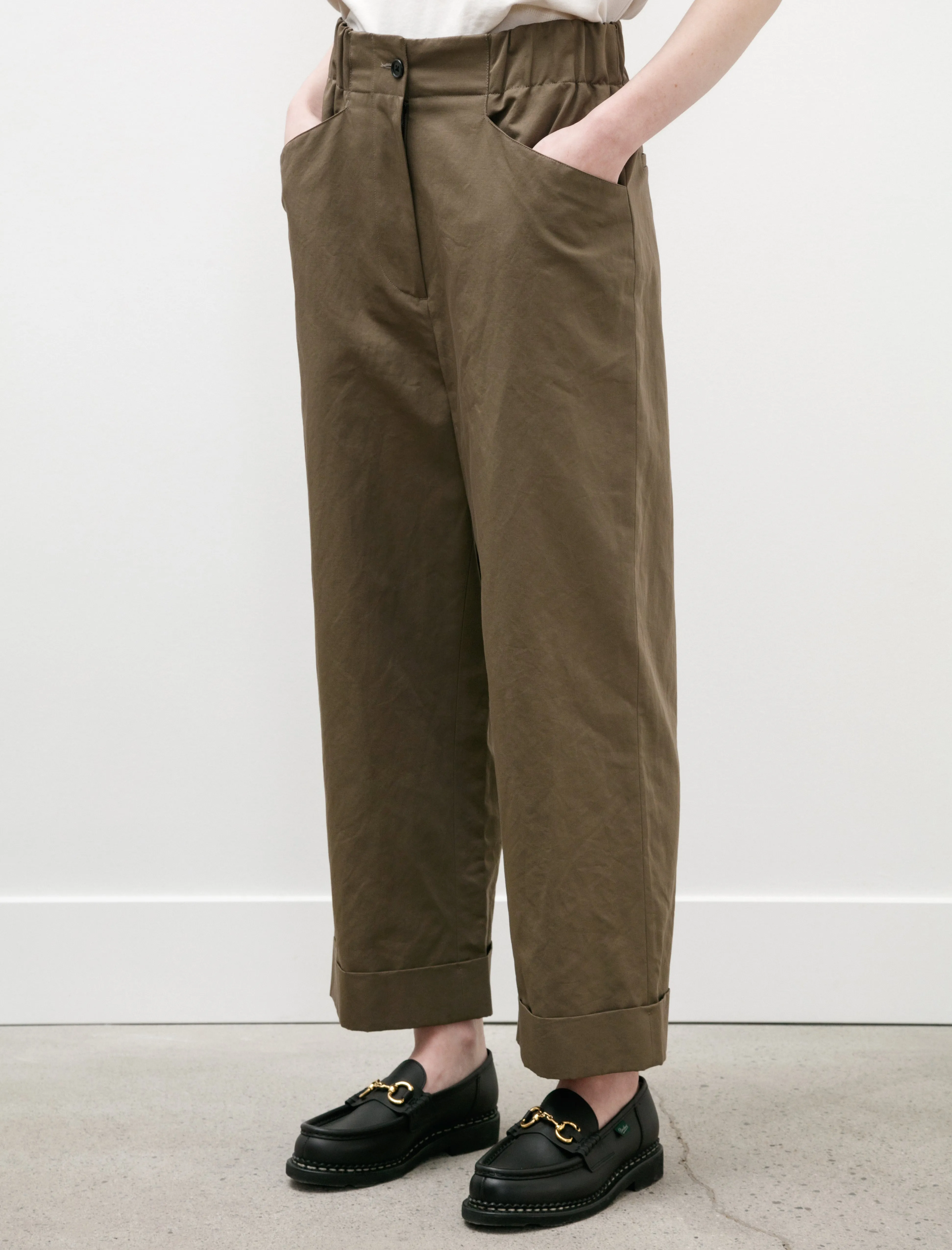 Relaxed Crop Cotton Linen Twill Mouse