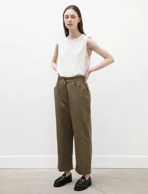 Relaxed Crop Cotton Linen Twill Mouse