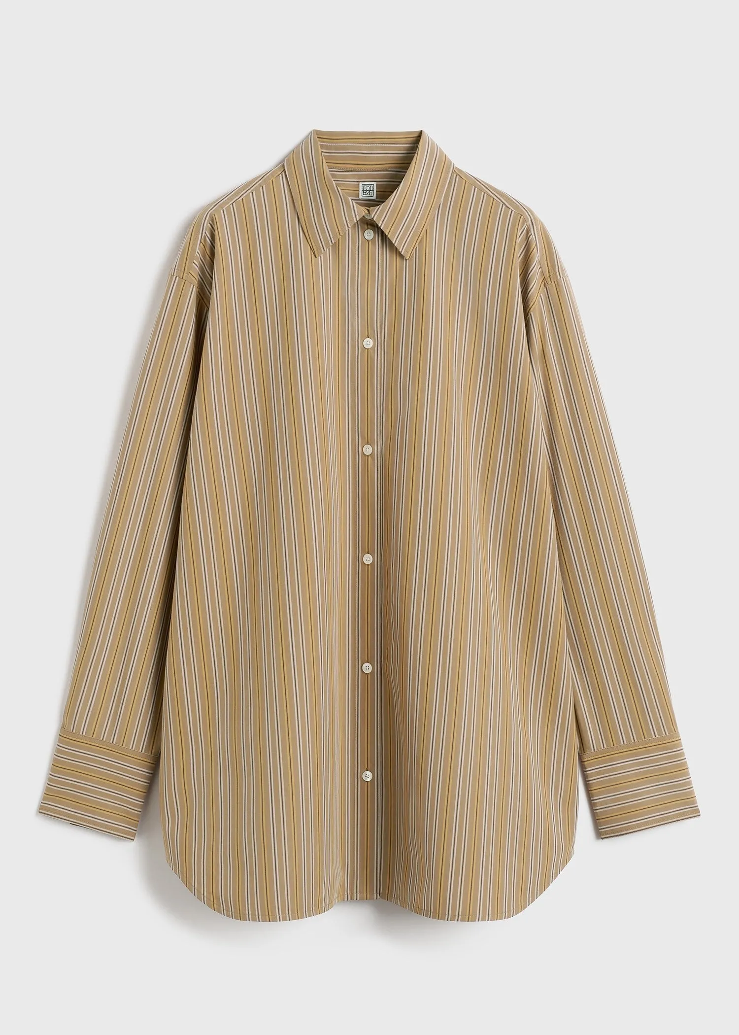 Relaxed striped cotton shirt caramel/cornsilk