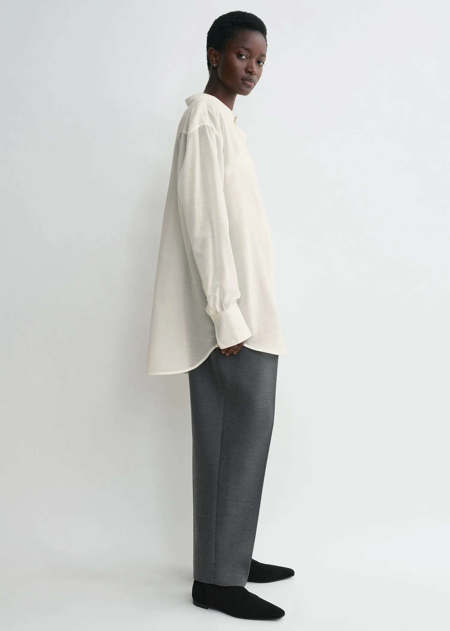 Relaxed voile shirt milk