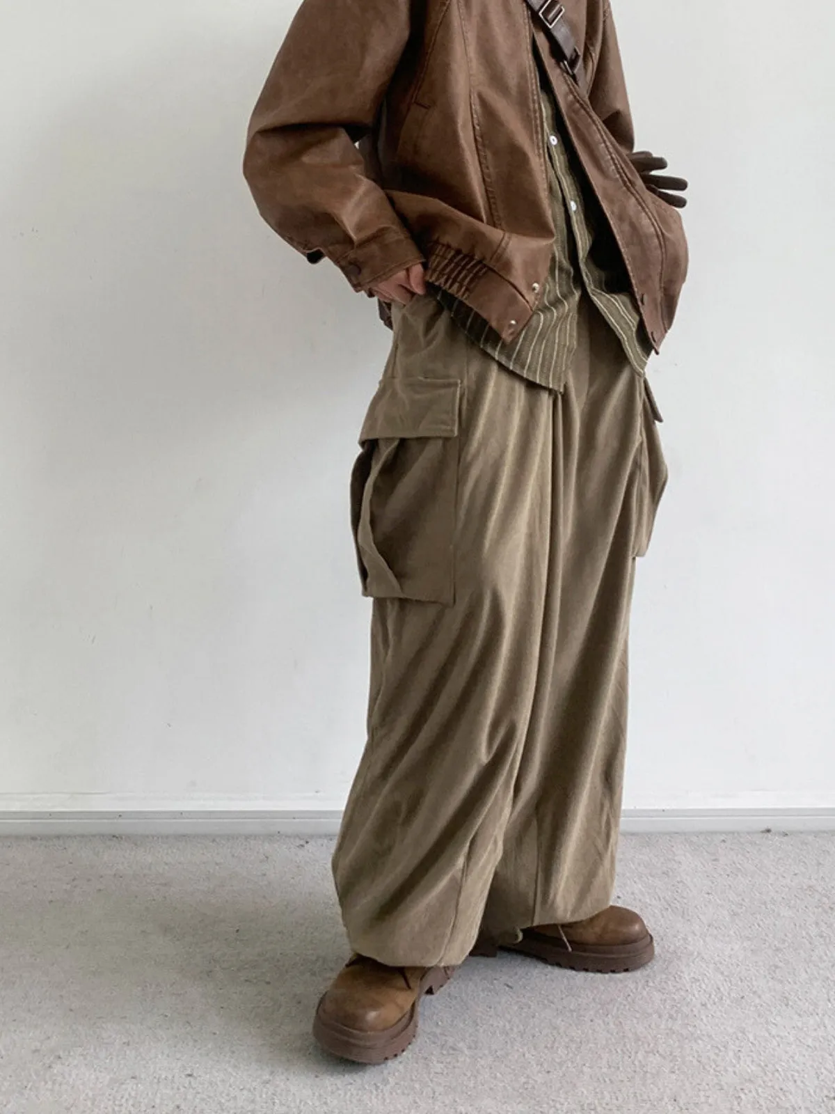 Retro Corduroy Wide-Leg Trousers