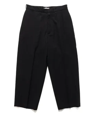 Rough Wool Gabardine Trousers Black Navy