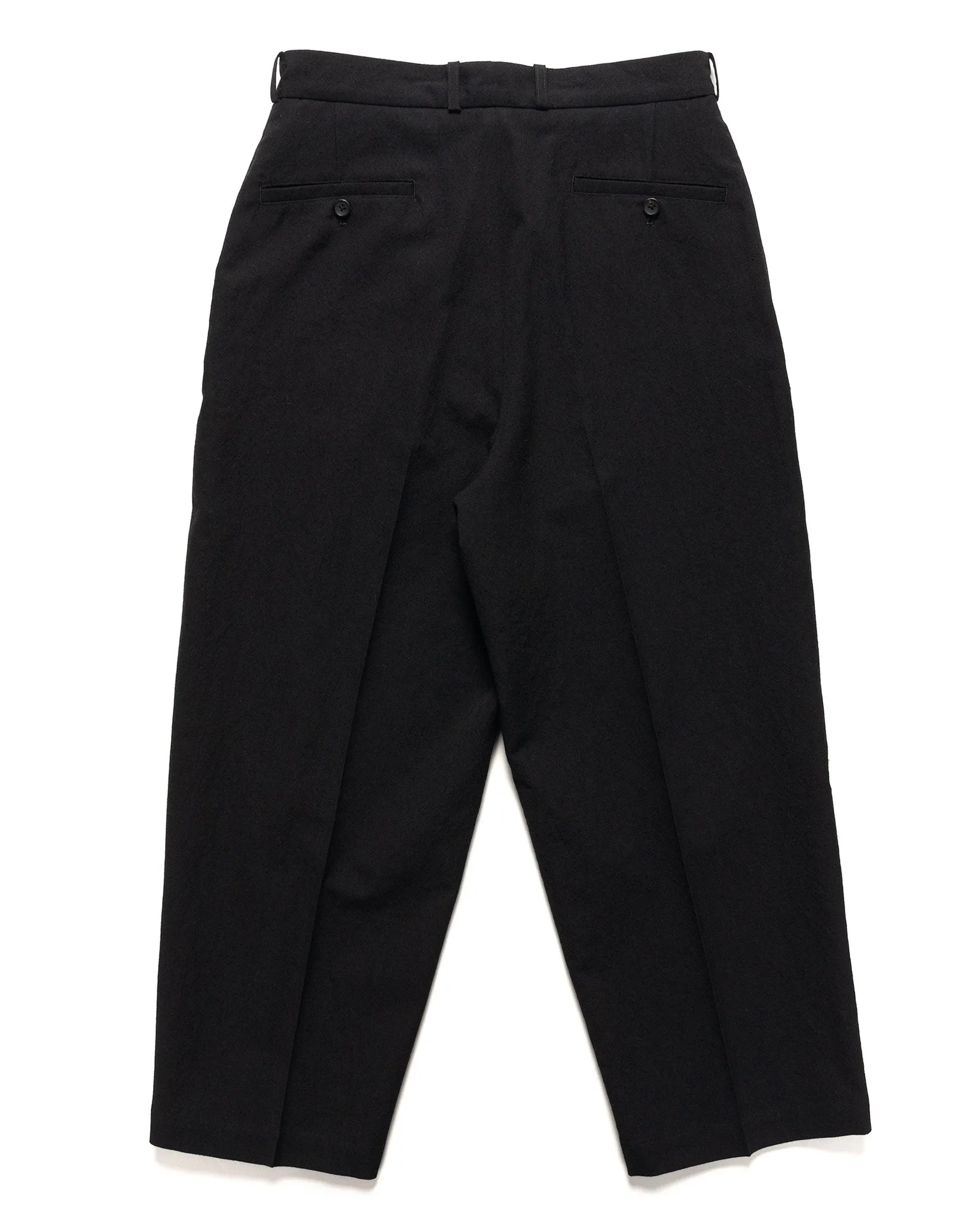 Rough Wool Gabardine Trousers Black Navy