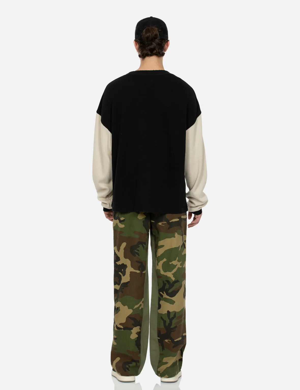 Seagull Appliqué Embroidery Baggy Fit Camo Parachute Pants