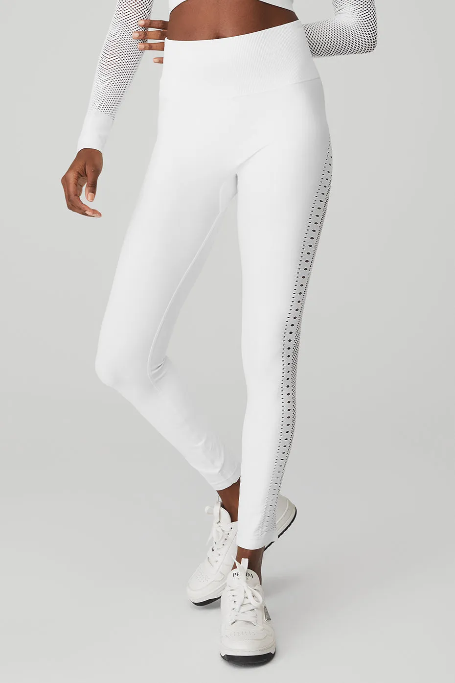 Seamless High-Waist 7/8 Open Air Legging - White