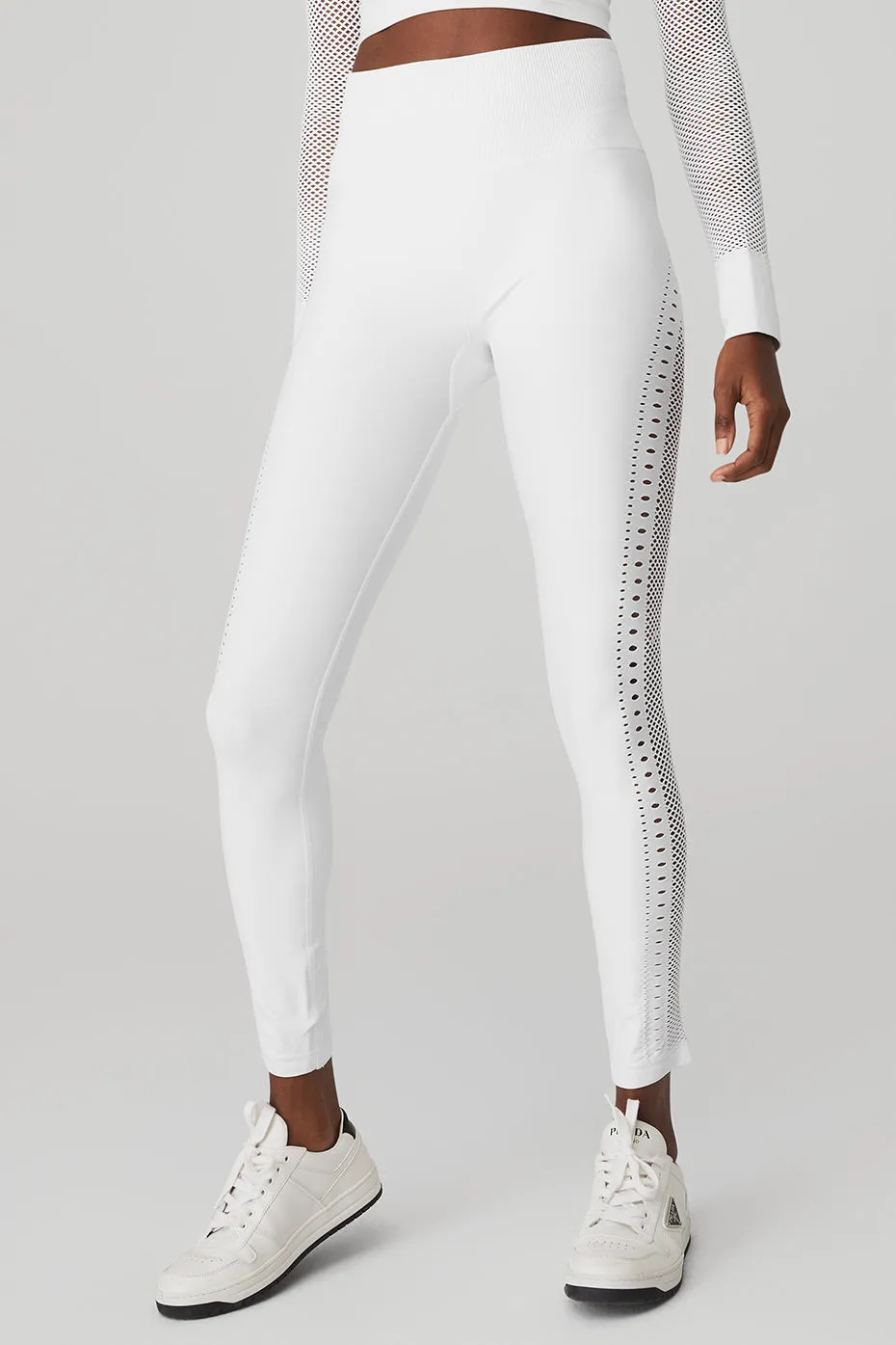 Seamless High-Waist 7/8 Open Air Legging - White