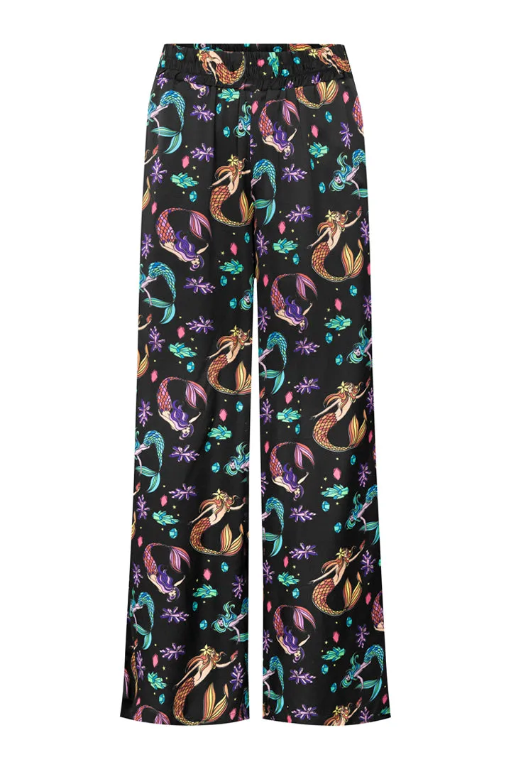 Selena Trousers - Black Mermaid Art Print