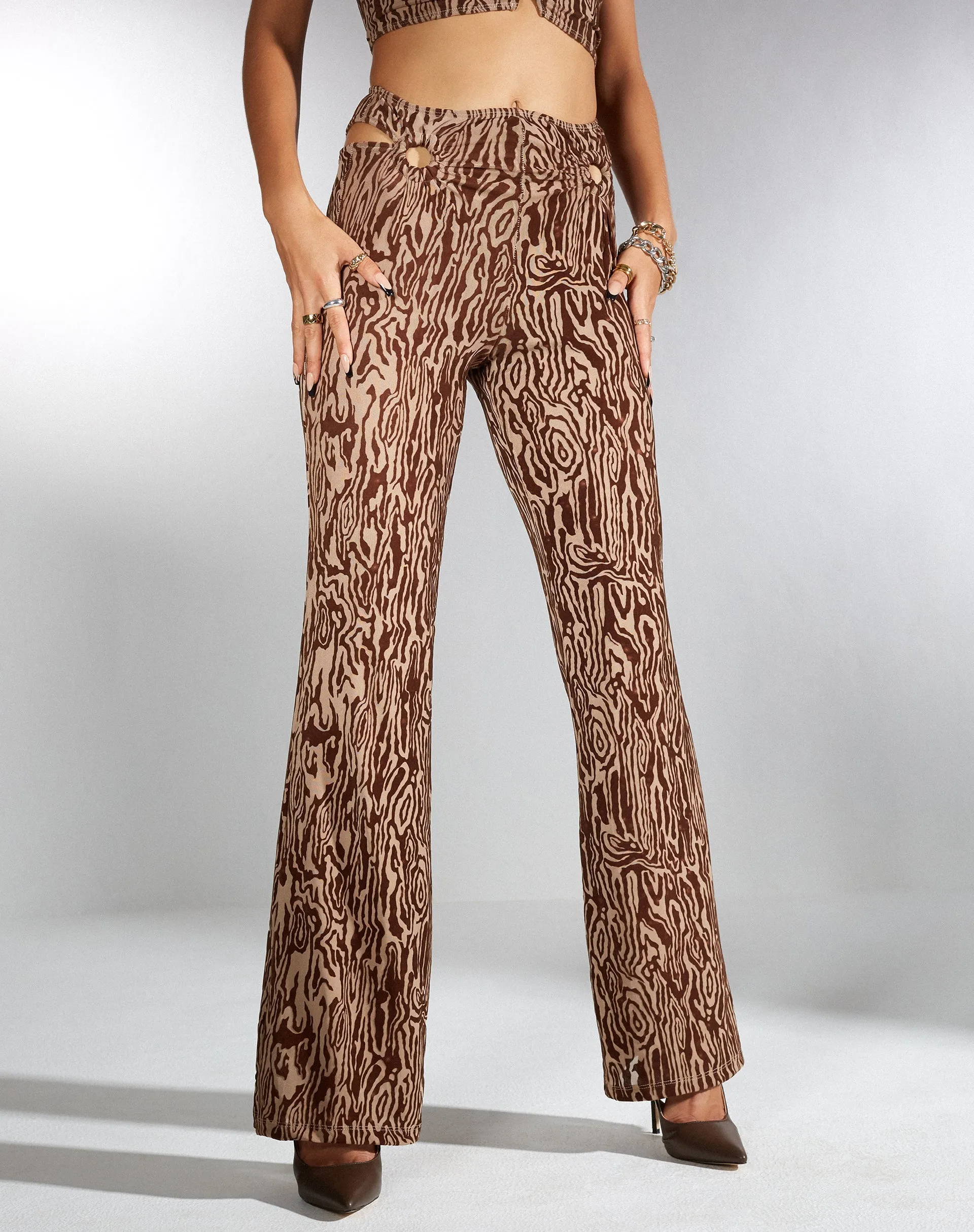 Sesaot Flare Trouser in Animal Ripple Flock