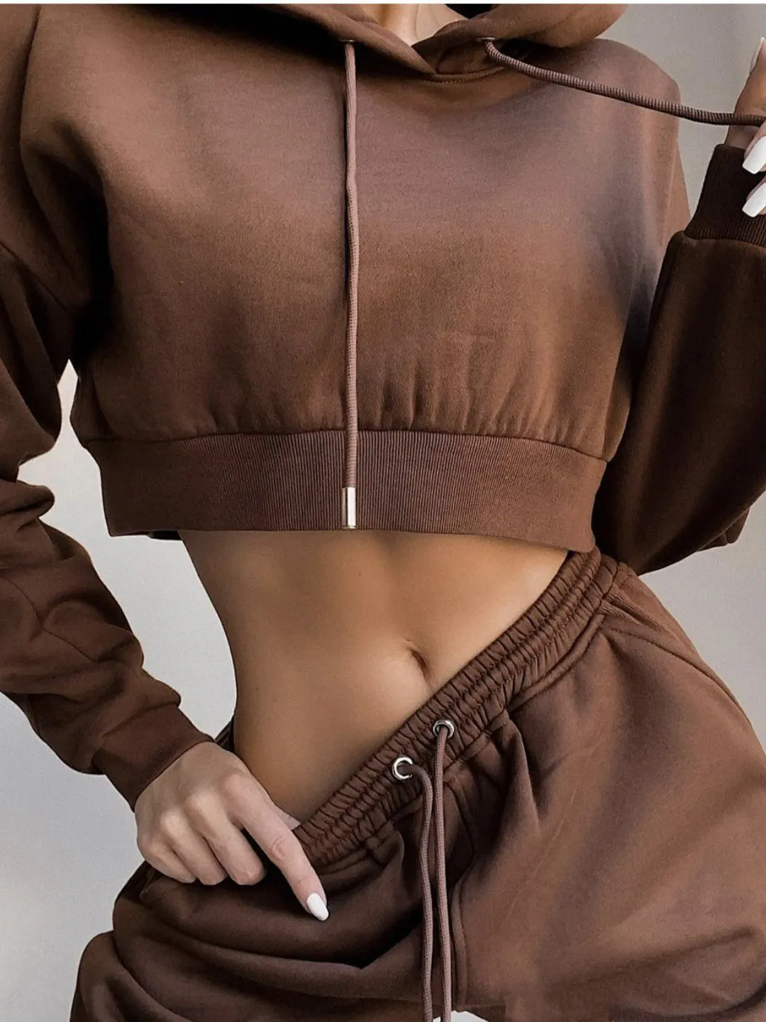 Sets Drawstring Hoodie & Trousers Two-Piece Suit for Women