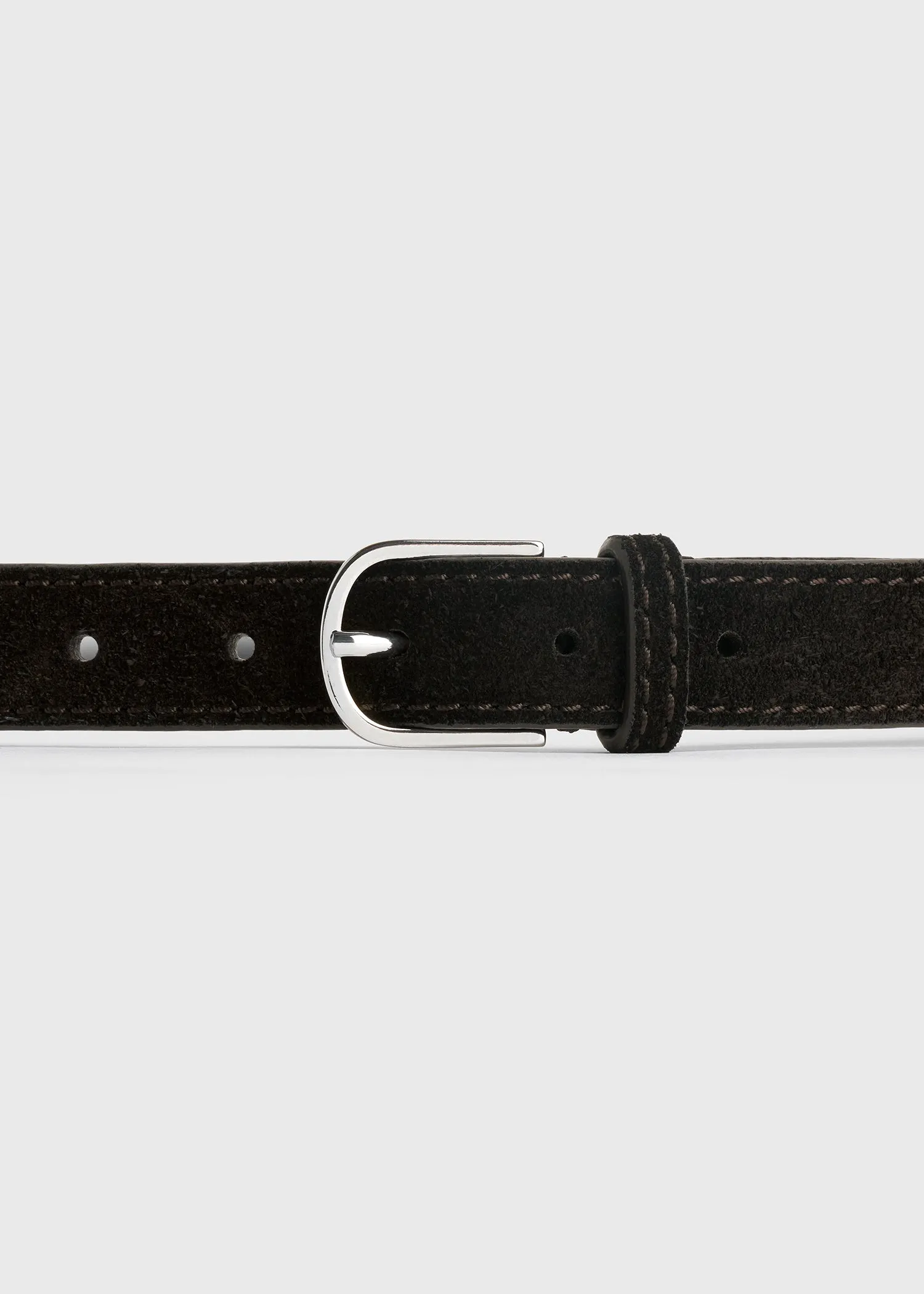 Slim suede trouser belt espresso