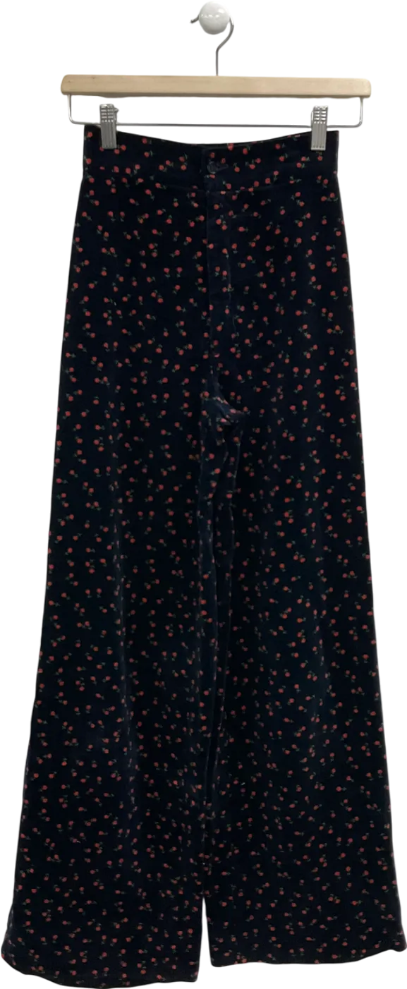 Stirling Cooper Blue Floral Print Wide Leg Trousers UK XXS