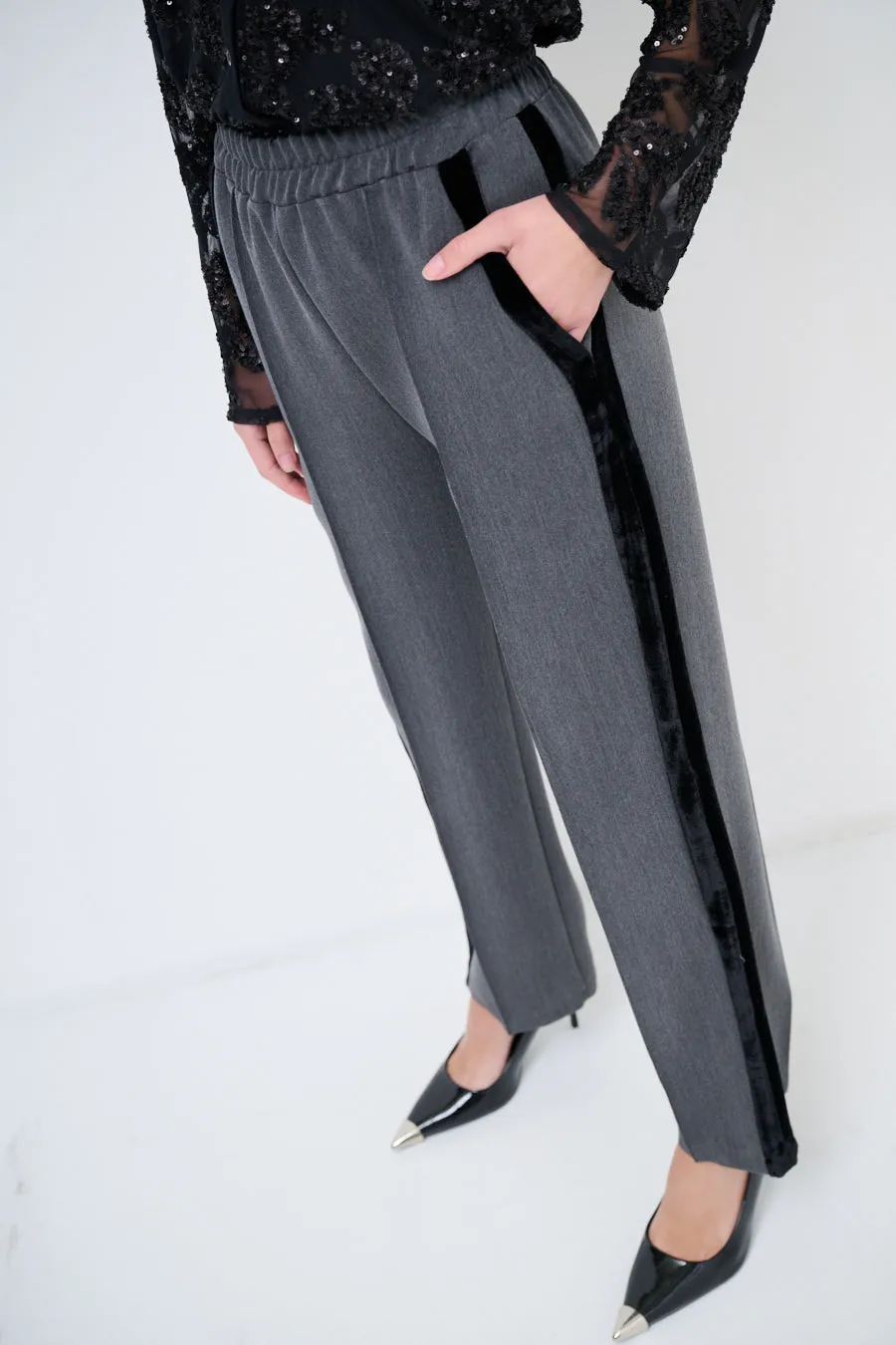 Straight-leg elastic trousers wholesale