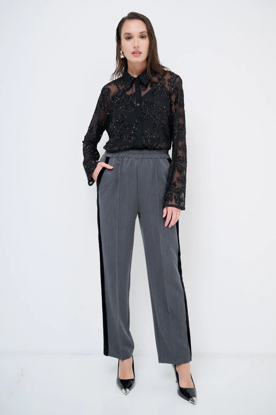 Straight-leg elastic trousers wholesale