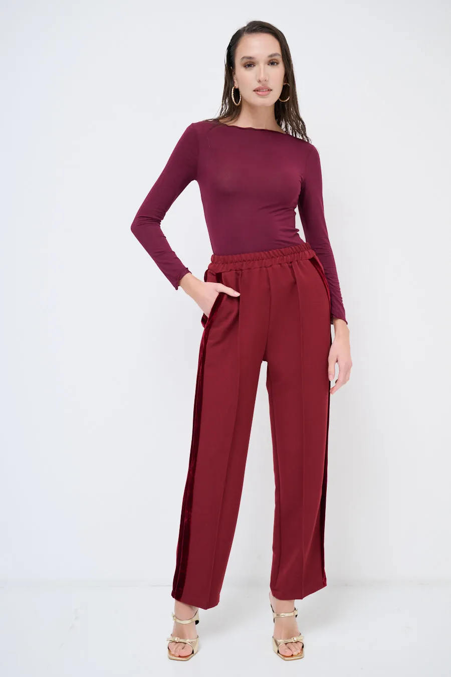 Straight-leg elastic trousers wholesale