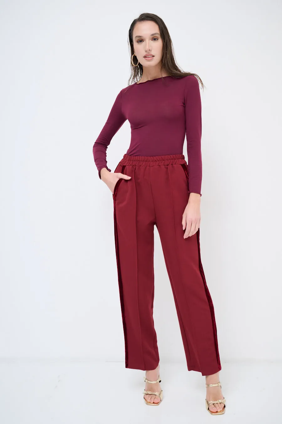 Straight-leg elastic trousers wholesale