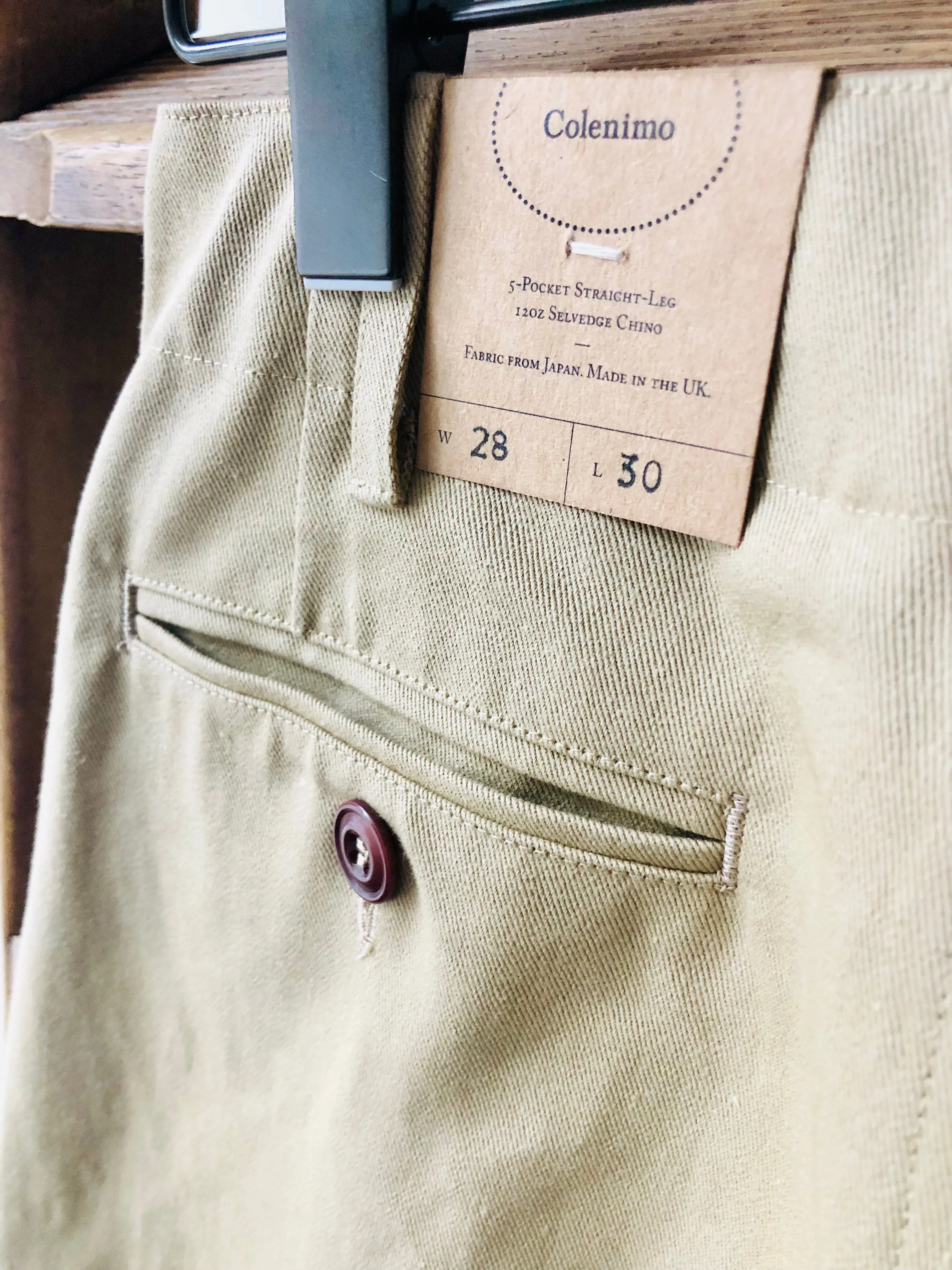 Straight-Leg Selvedge Chino Trouser / Beige