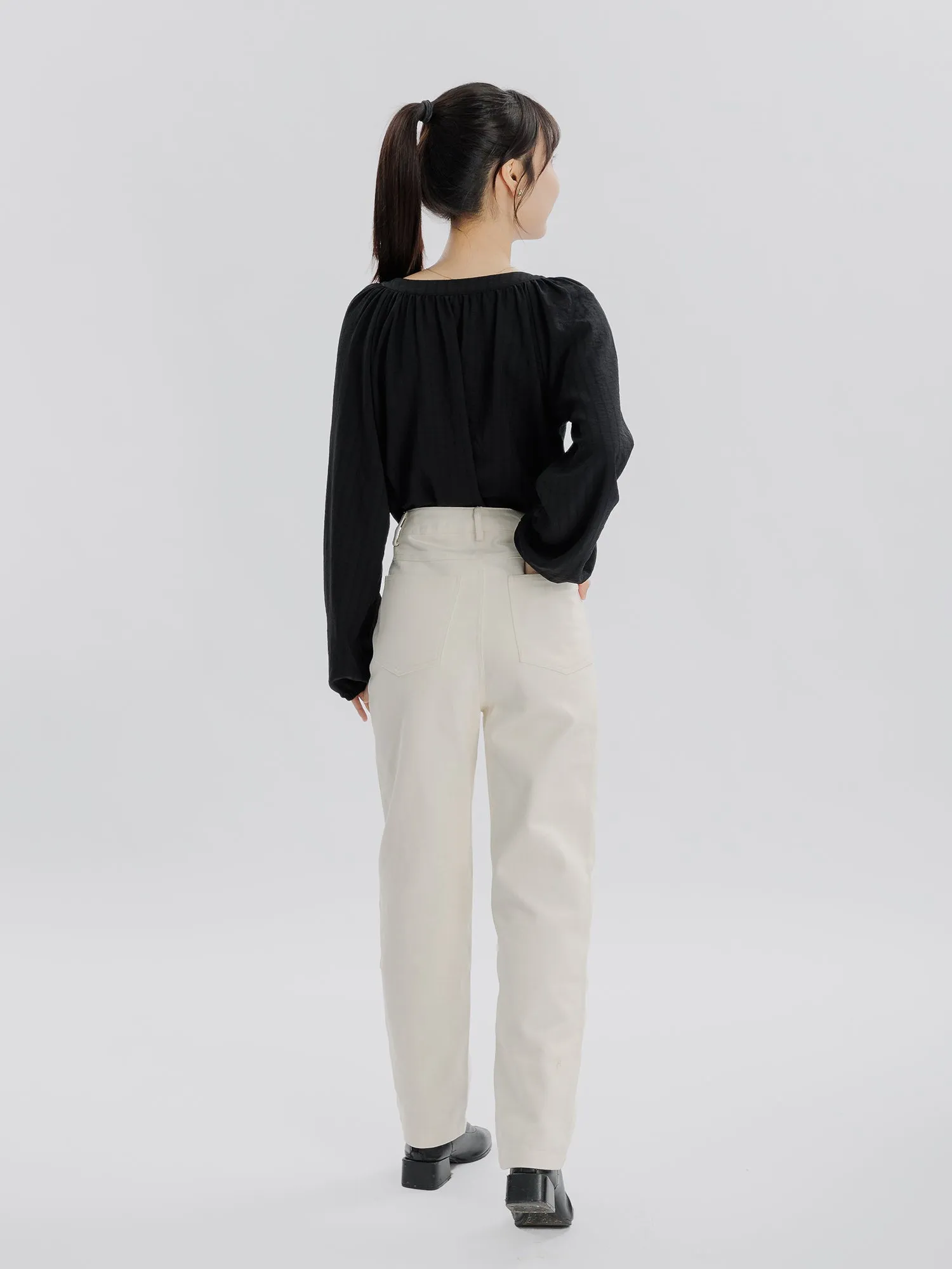 Straight-Leg Twill Trousers