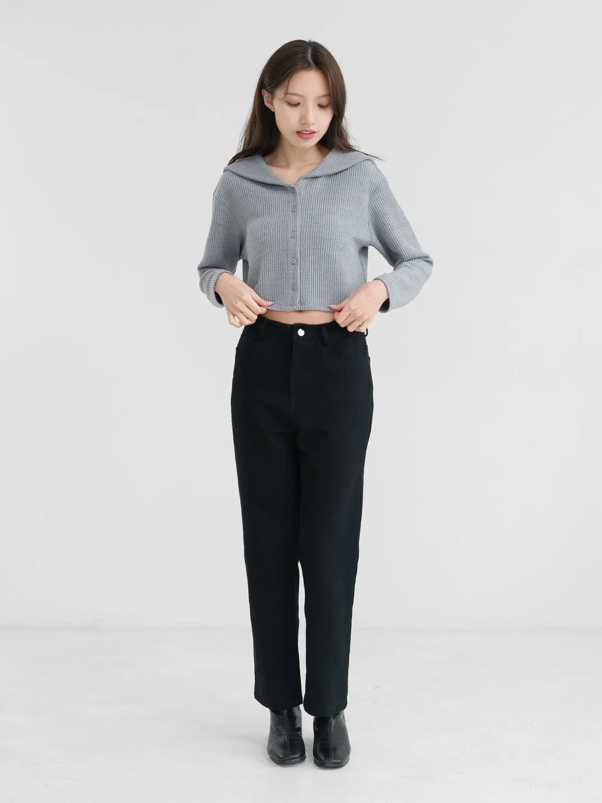 Straight-Leg Twill Trousers