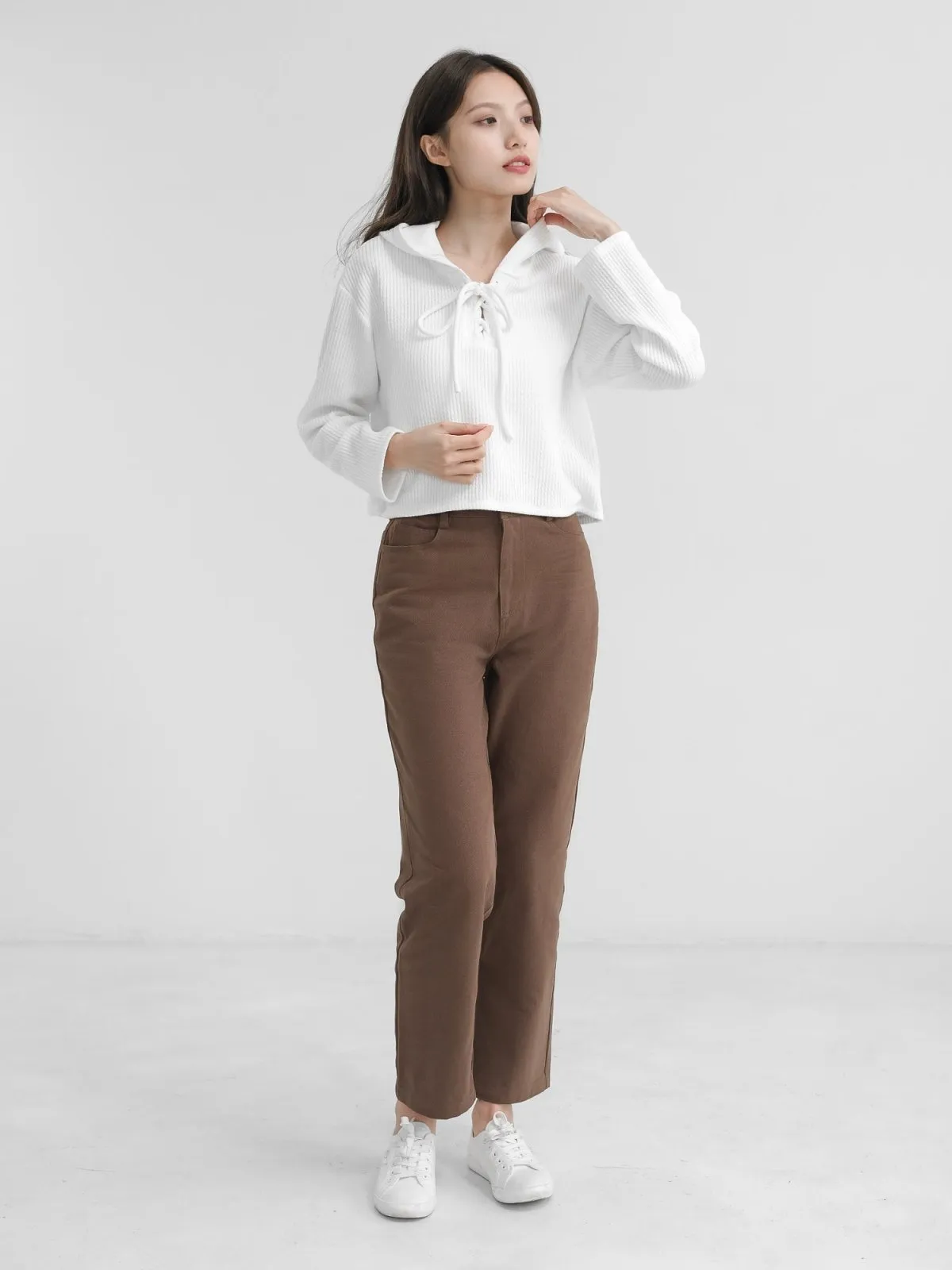 Straight-Leg Twill Trousers