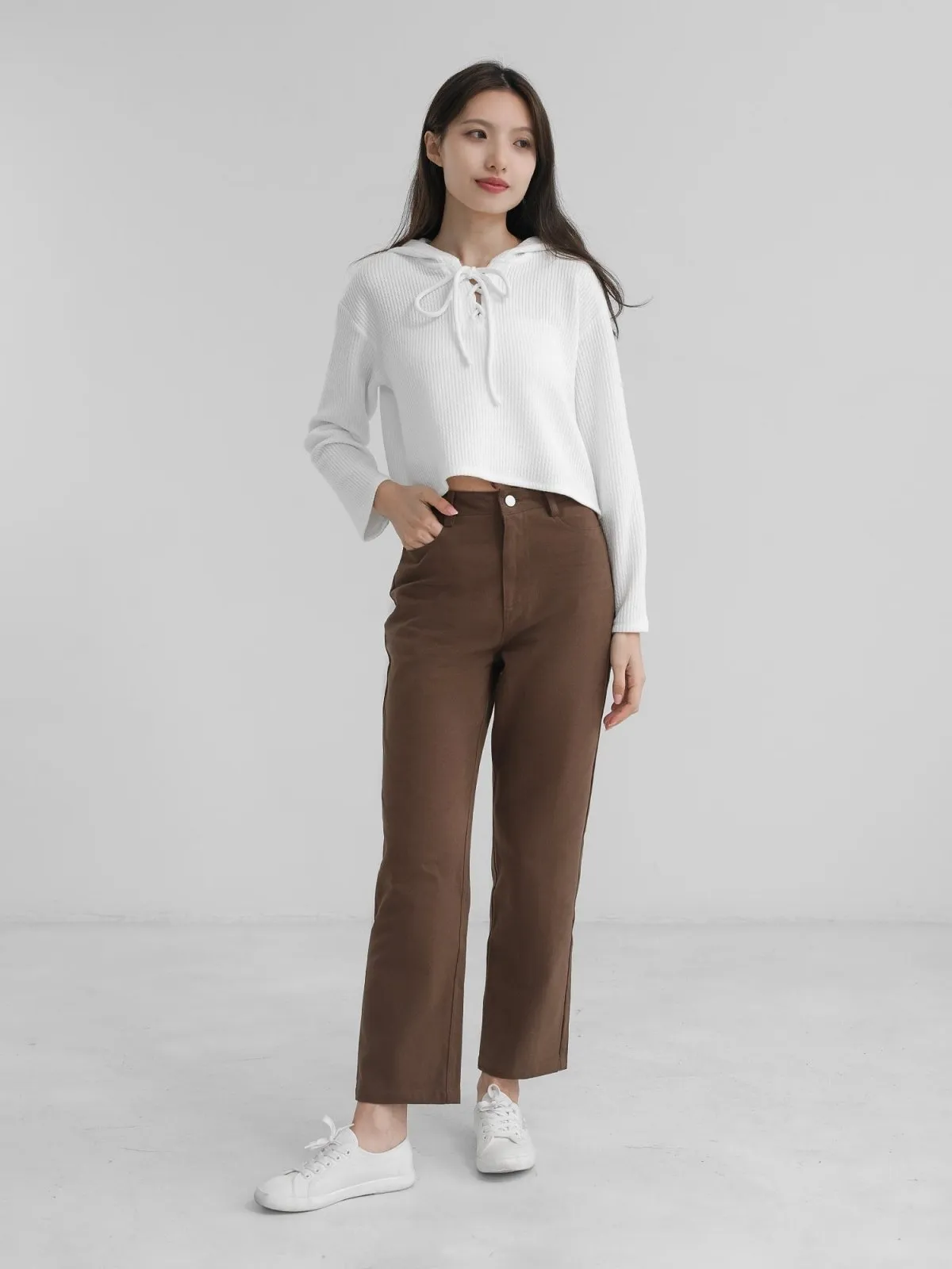 Straight-Leg Twill Trousers