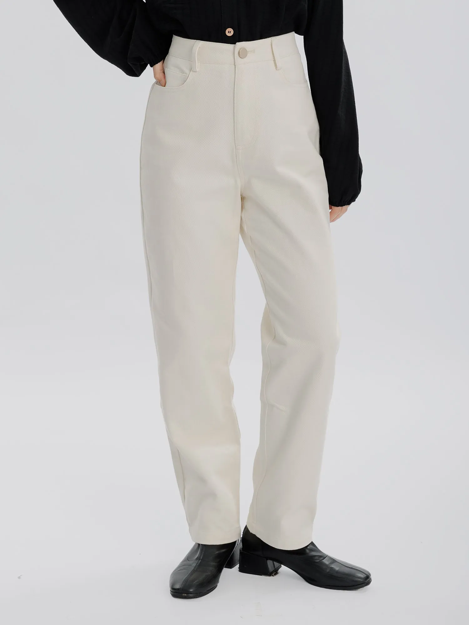 Straight-Leg Twill Trousers