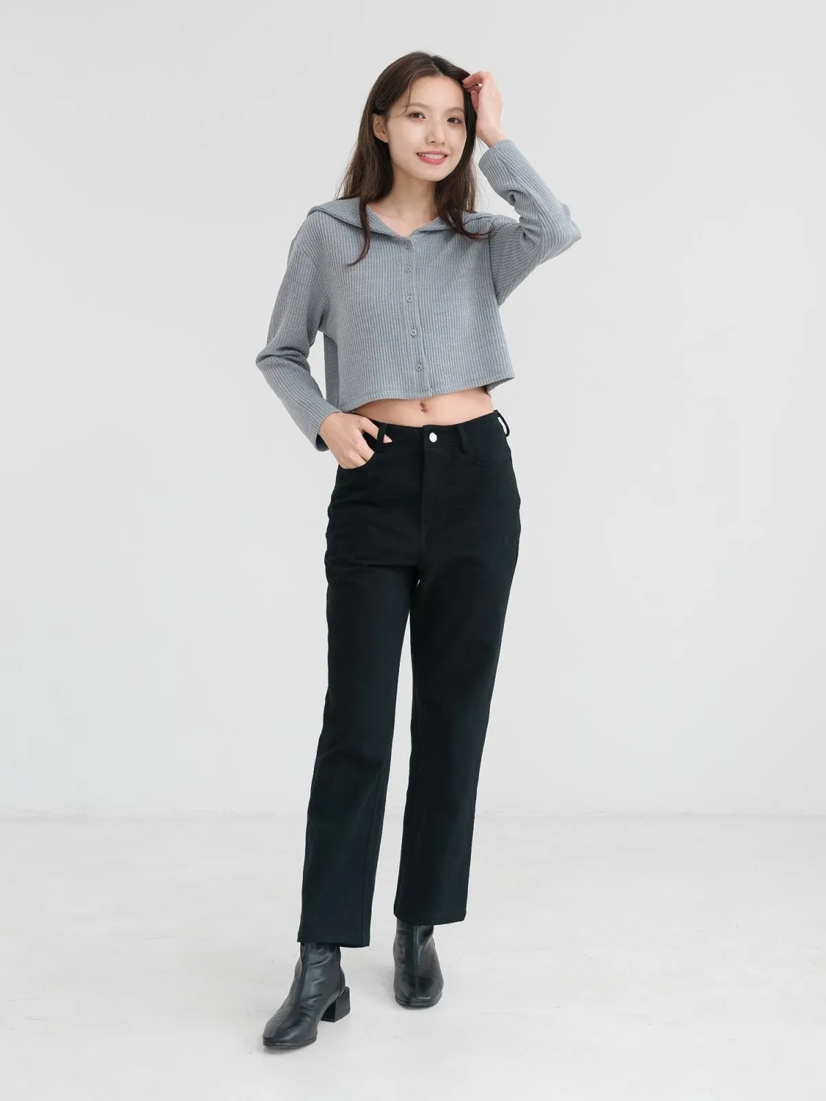 Straight-Leg Twill Trousers