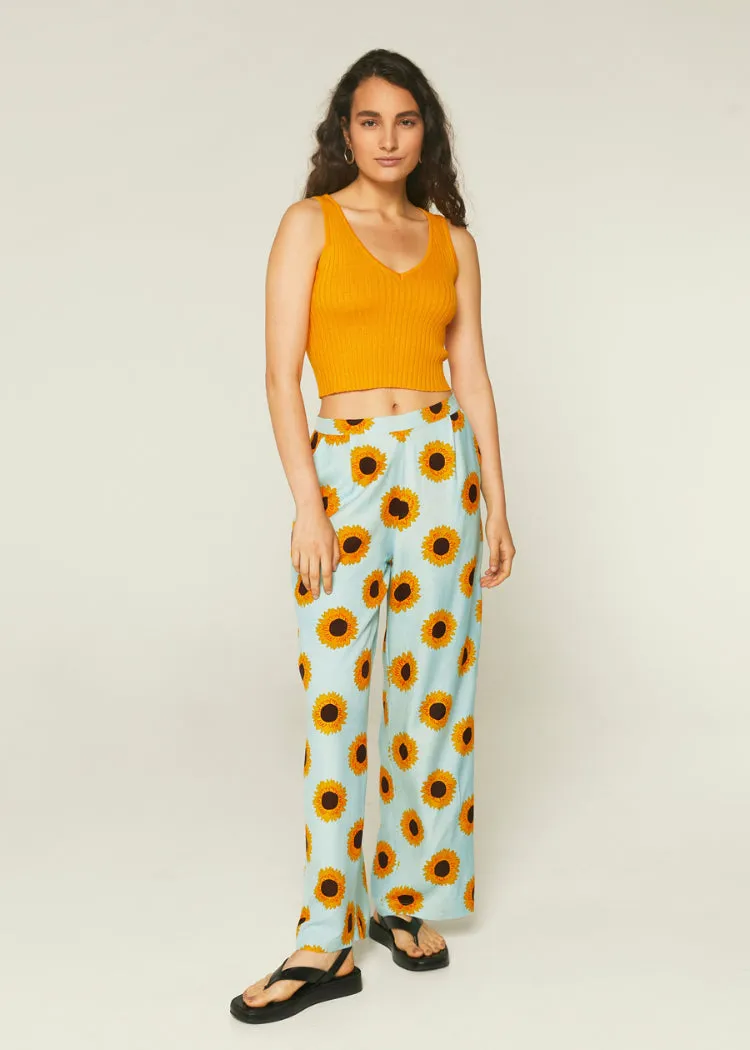 Sunflowers Print Trousers