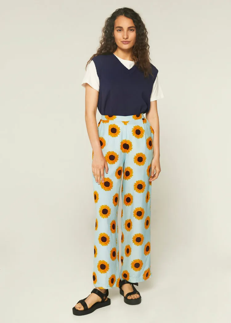 Sunflowers Print Trousers