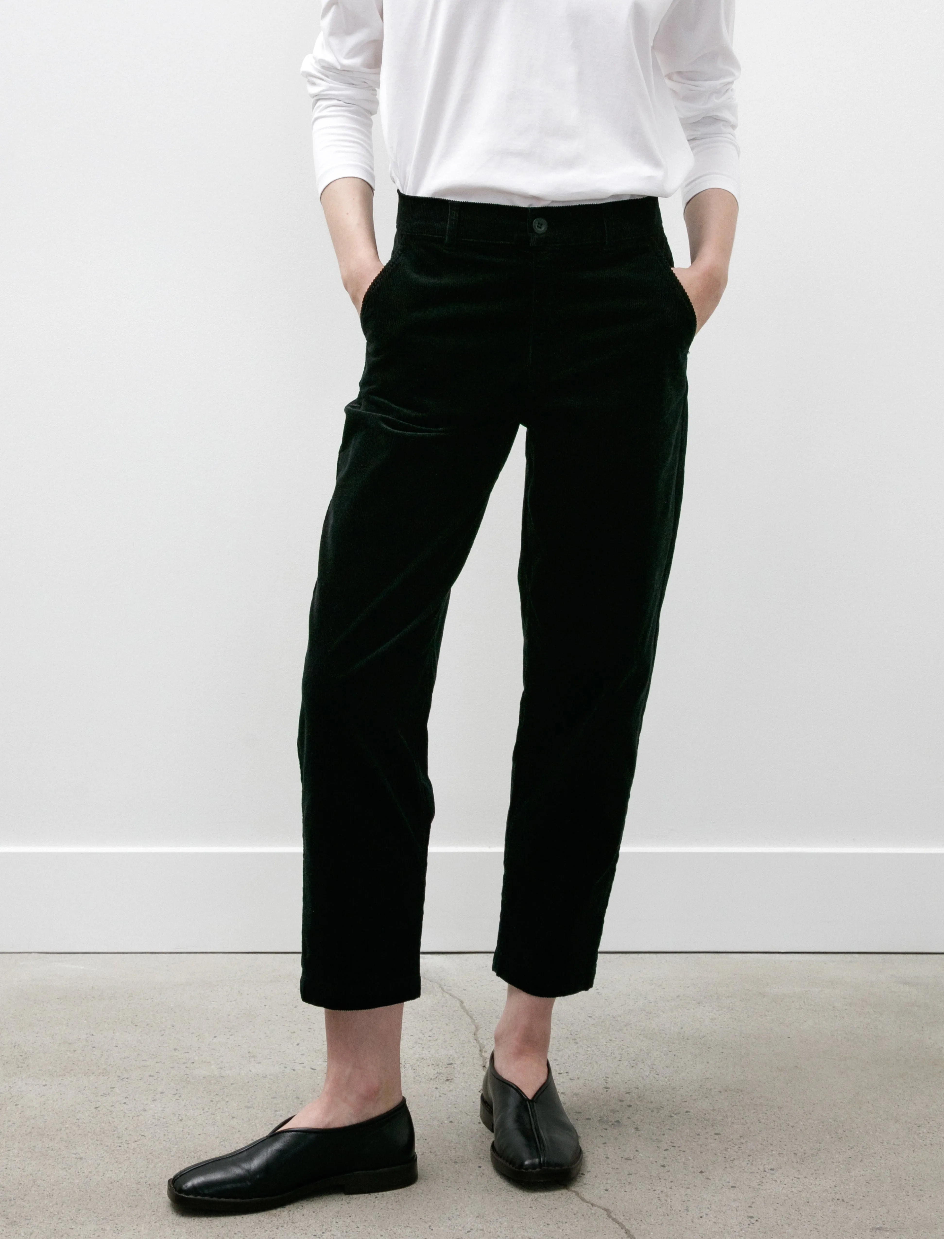 Tapered Trousers Corduroy Black