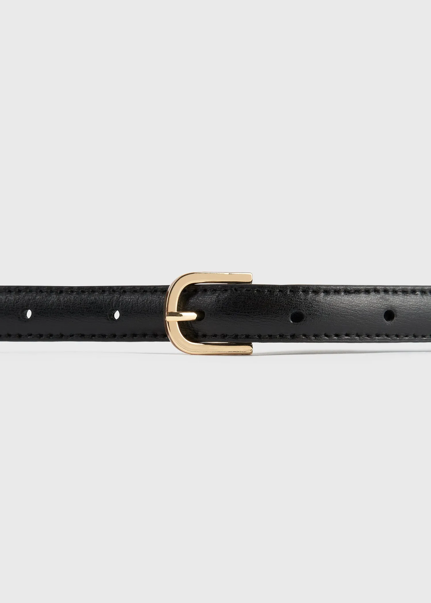 Thin leather belt black