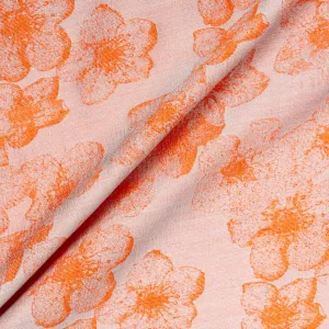 Two-Tone Orange Floral Silk Blend Brocade