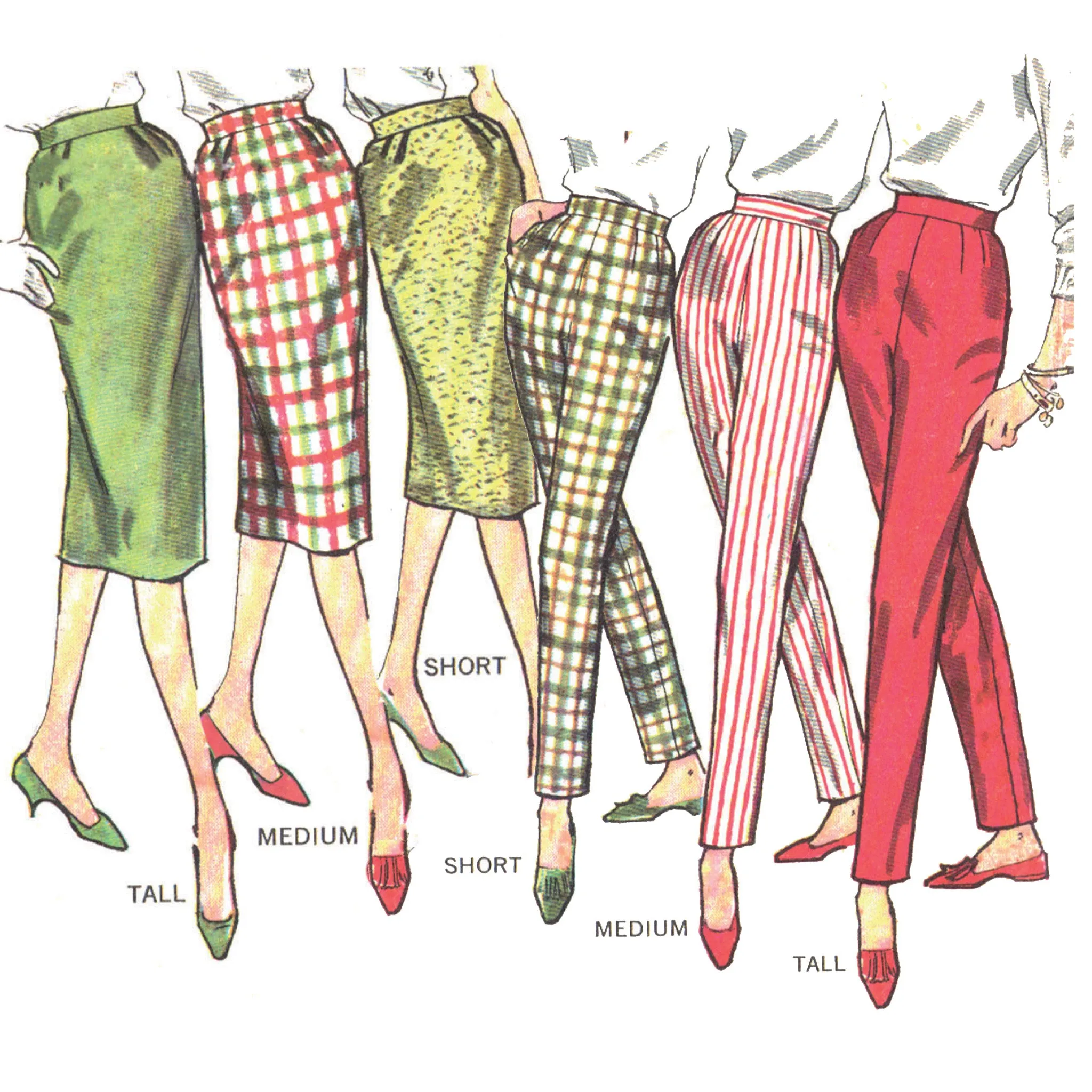 Vintage 1950s Sewing Pattern, Skirt & Pants - Multi-sizes