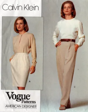 Vogue American Designer 2726 CALVIN KLEIN Womens Classic Skirts & Pants 1990s Vintage Sewing Pattern Size 14 - 18 UNCUT Factory Folded