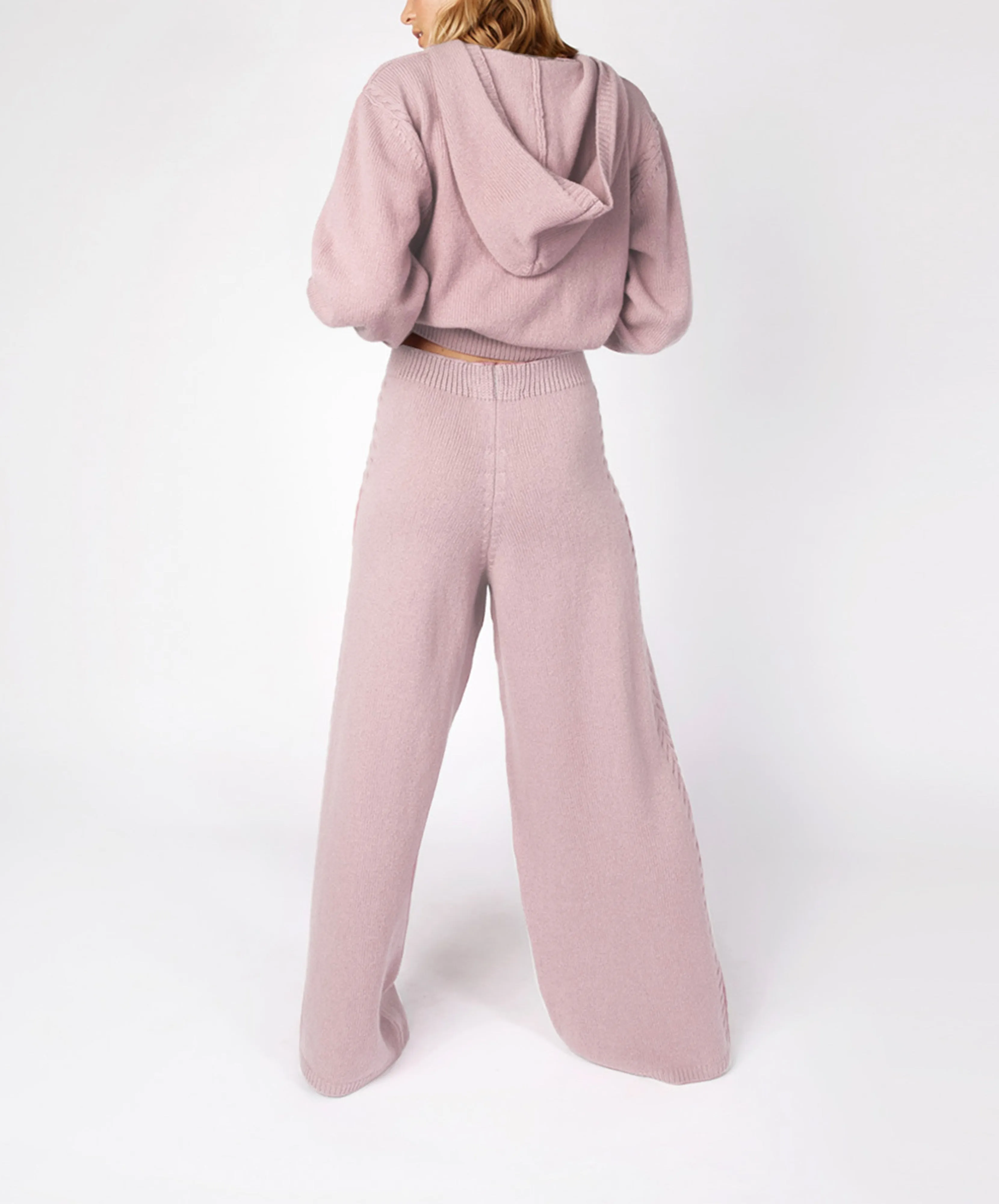 Wide Leg Jersey Trousers Mauve