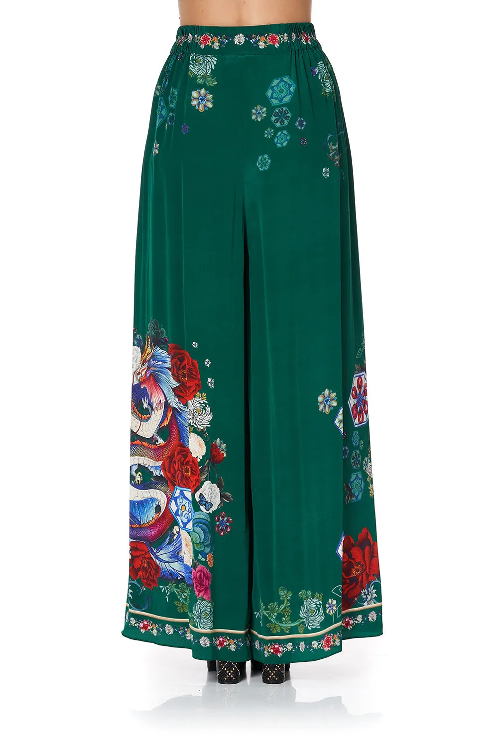 WIDE LEG PANT WITH GATHERED POCKETS EMERALD'S ORBIT