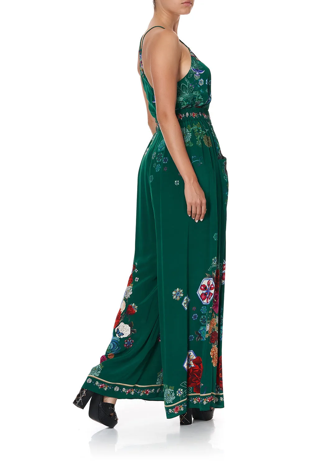 WIDE LEG PANT WITH GATHERED POCKETS EMERALD'S ORBIT