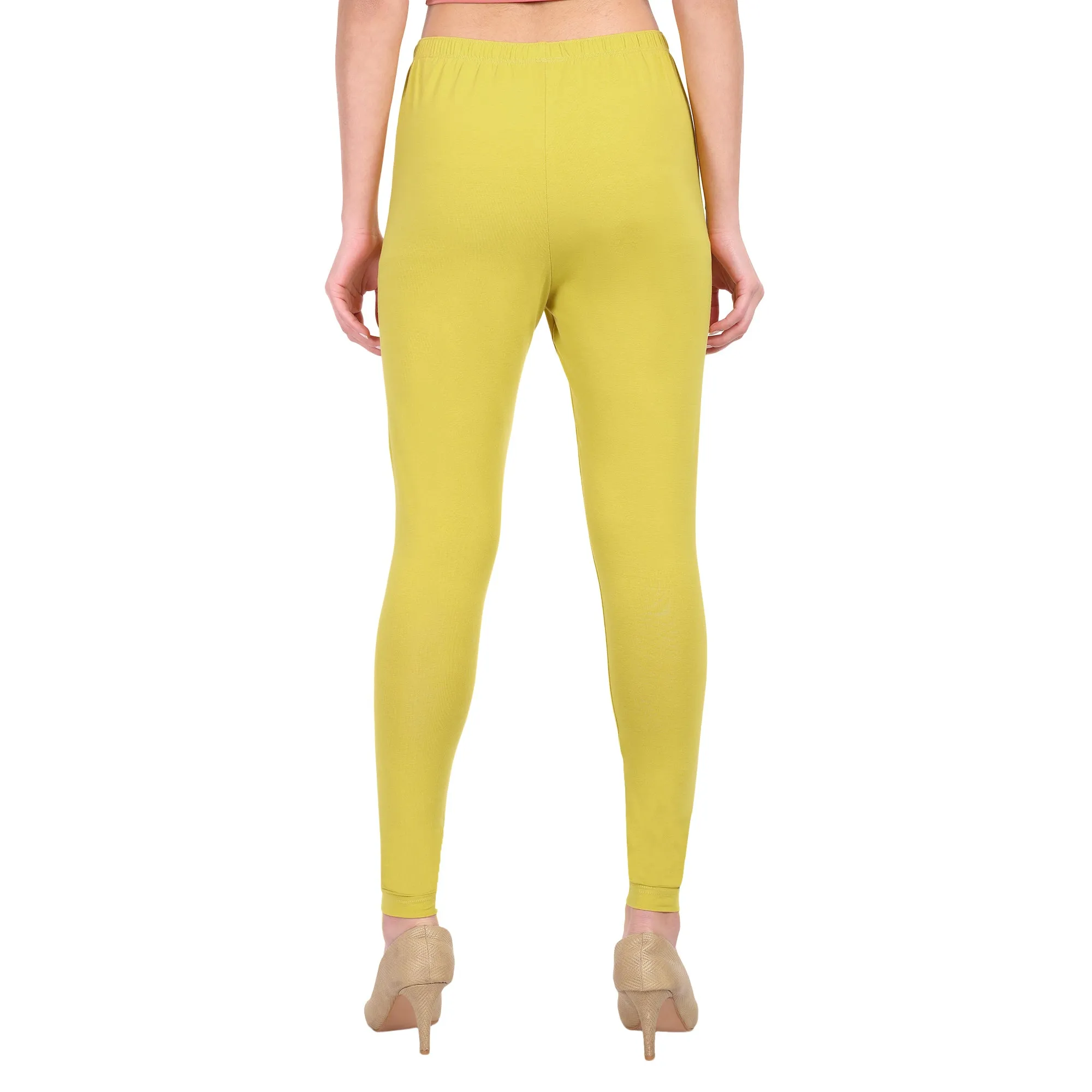 Women Dull Lemon Breathable Long Length Legging