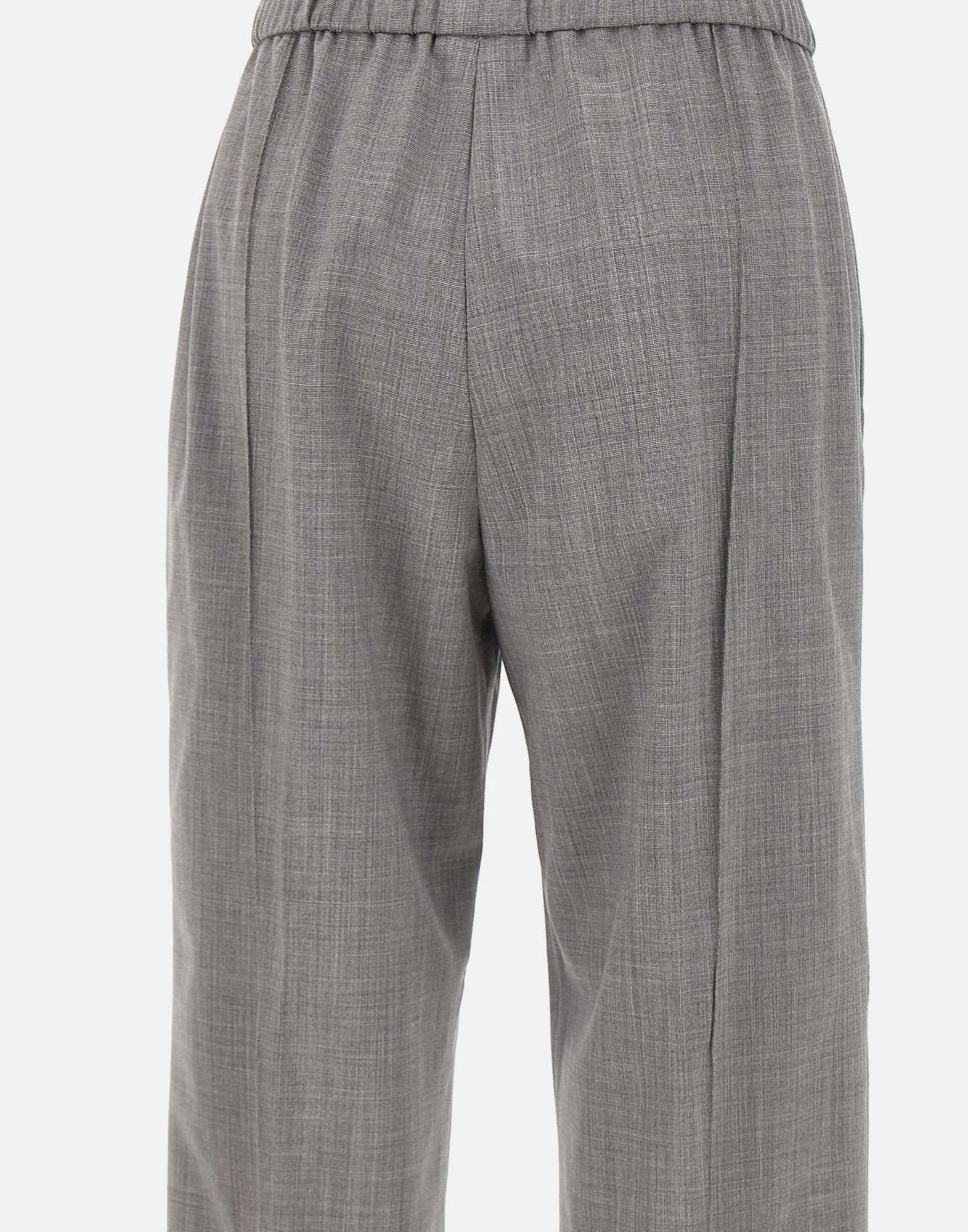 Wool Blend Grey Trousers with Stripes