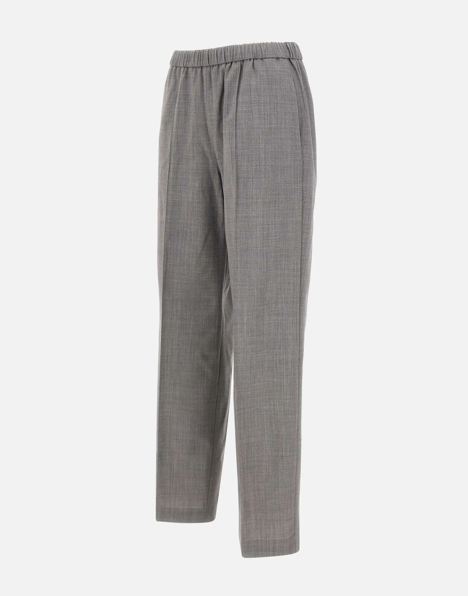 Wool Blend Grey Trousers with Stripes