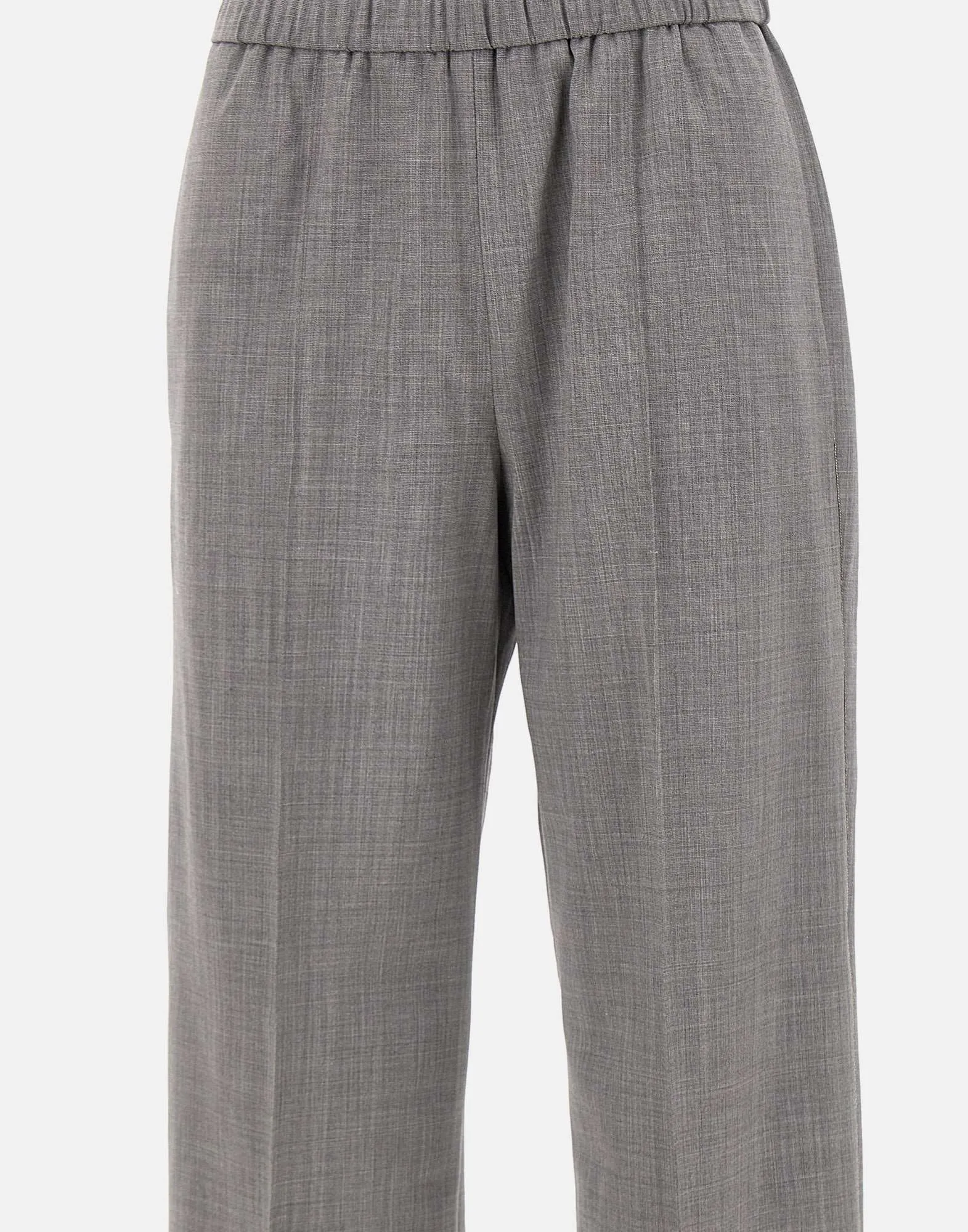 Wool Blend Grey Trousers with Stripes