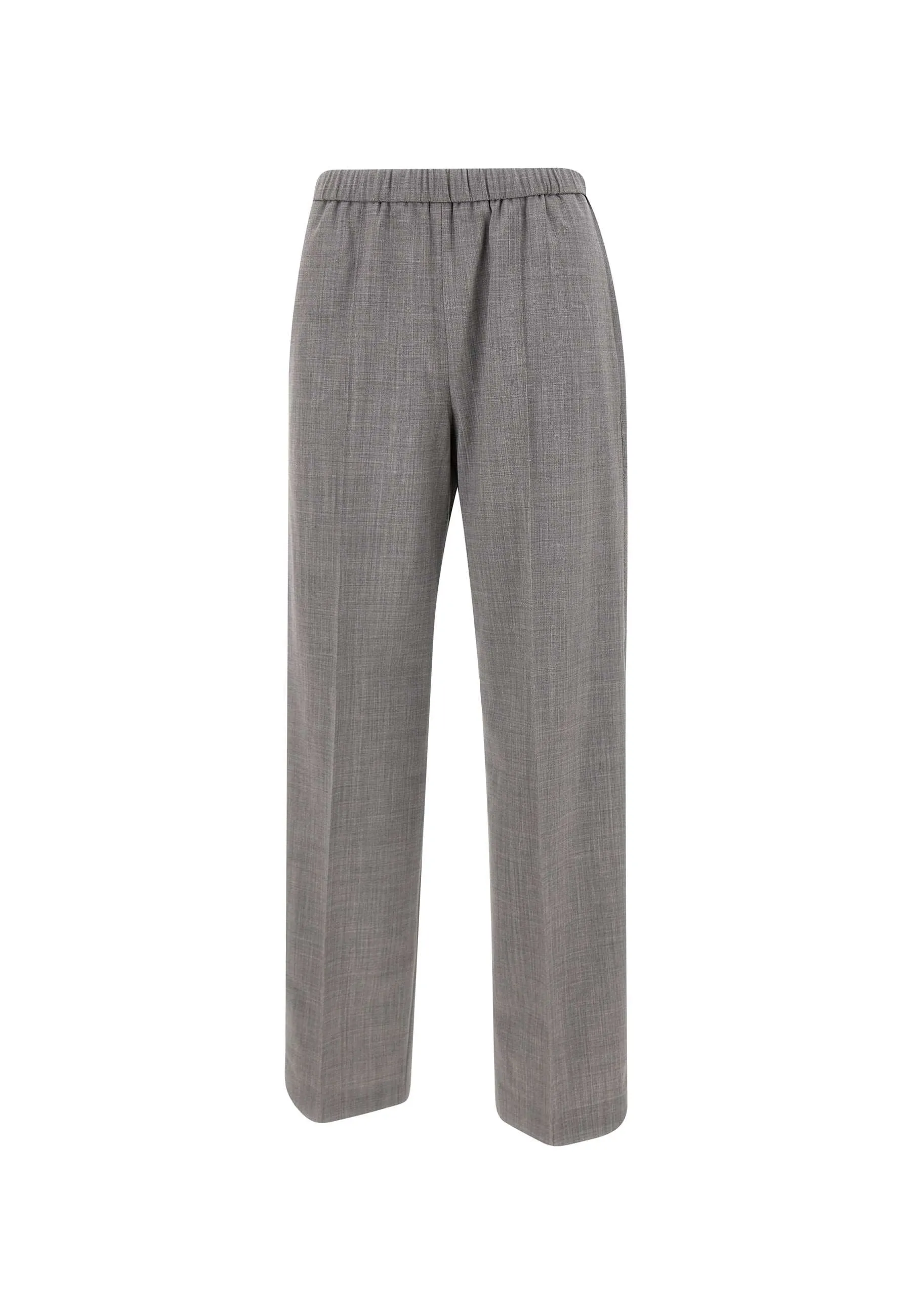 Wool Blend Grey Trousers with Stripes