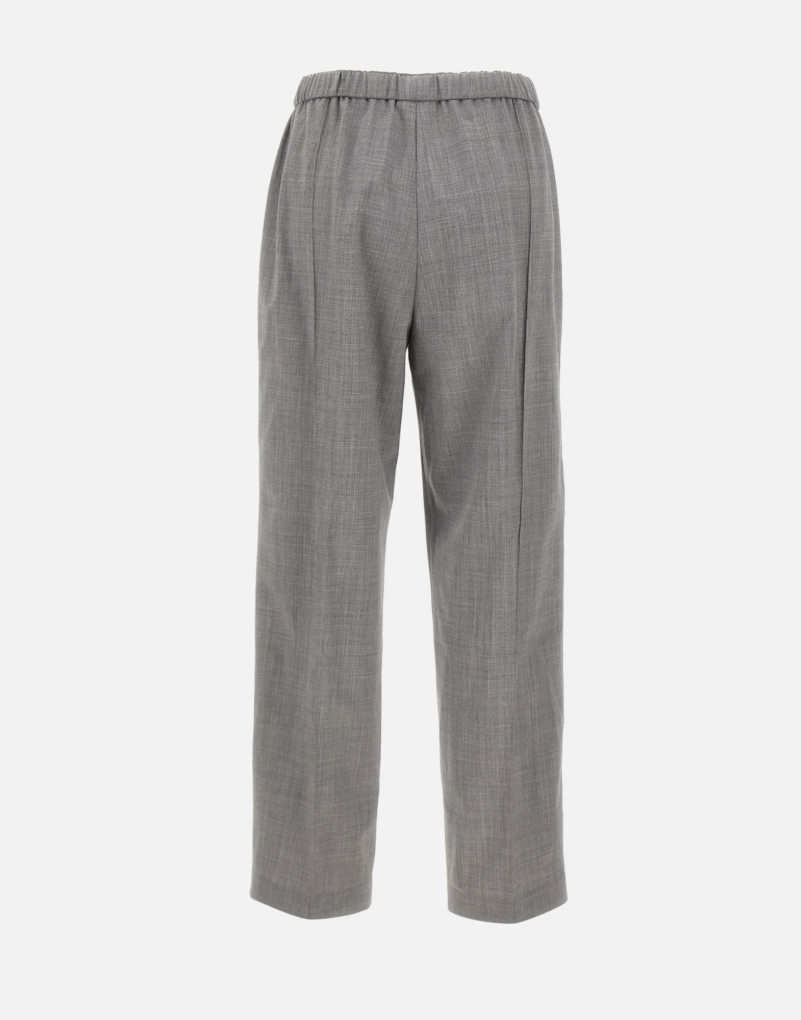 Wool Blend Grey Trousers with Stripes