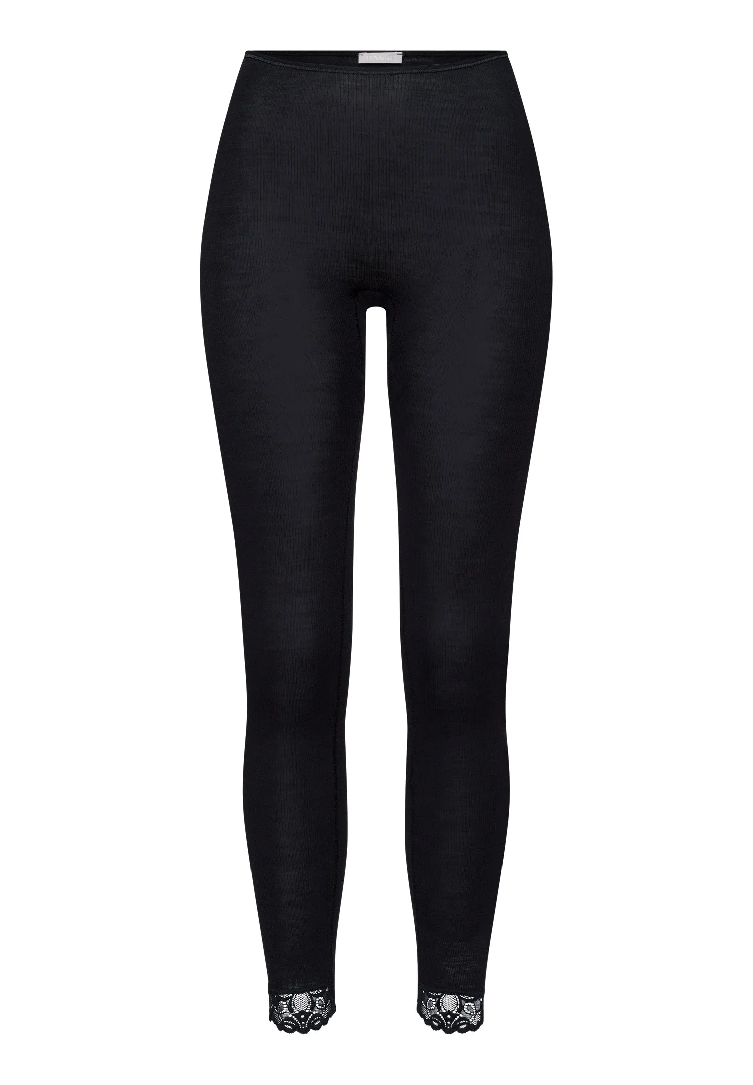 Woolen Lace Wool and Silk Lace Trim Leggings | Black 70910-019